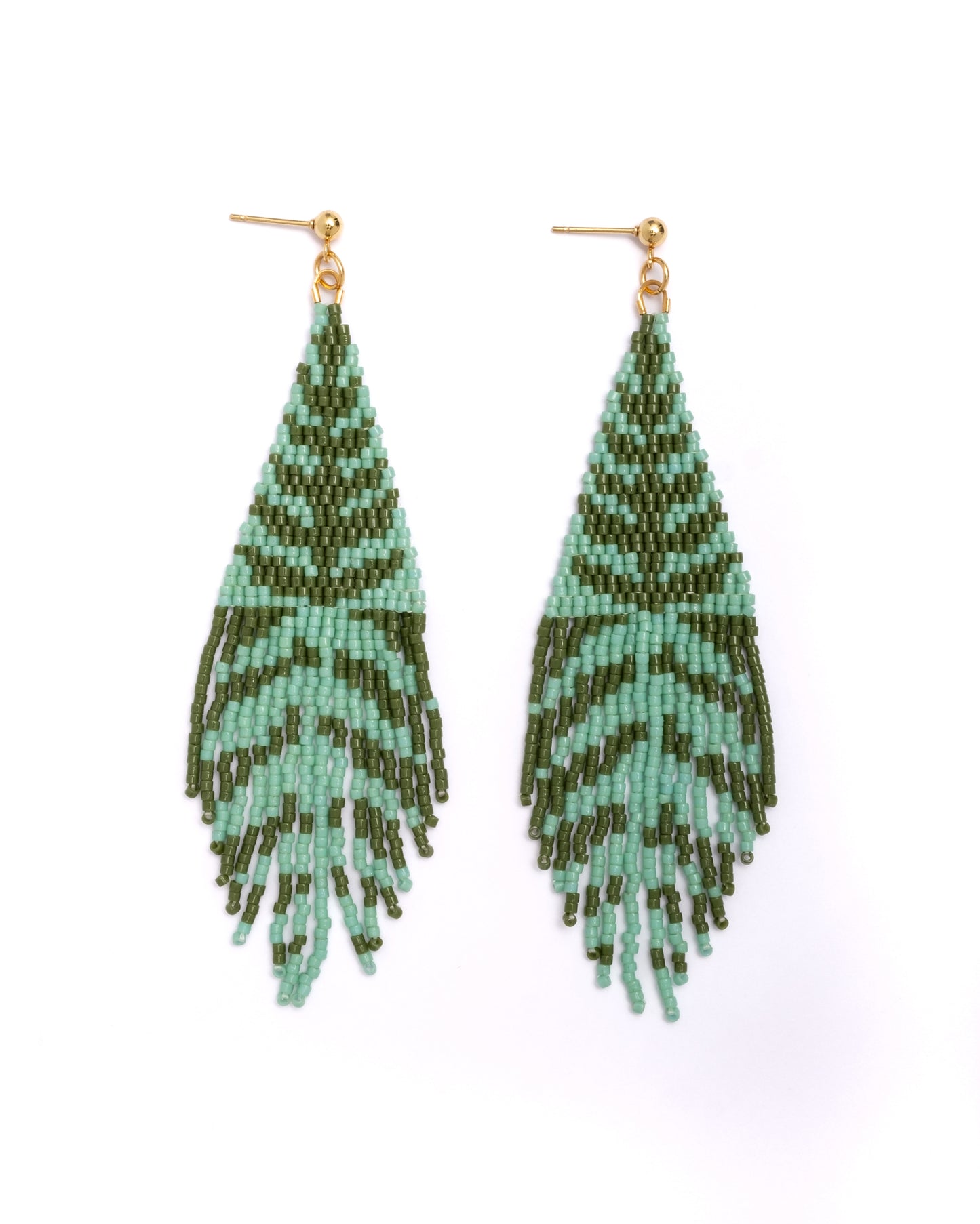 Beaded Handwoven Vine Fringe Earrings