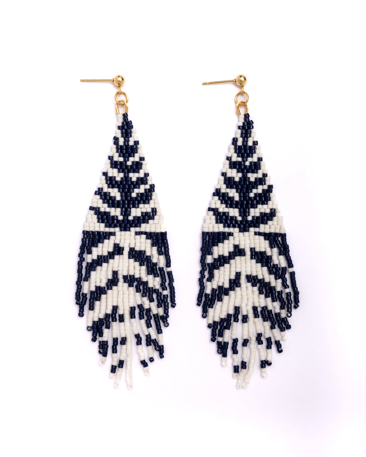 Beaded Handwoven Vine Fringe Earrings