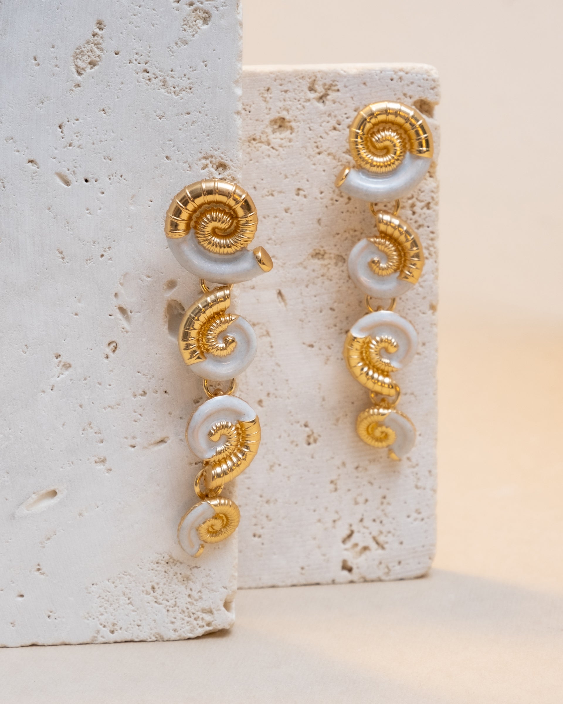 Gold Shell Statement Drop Earrings