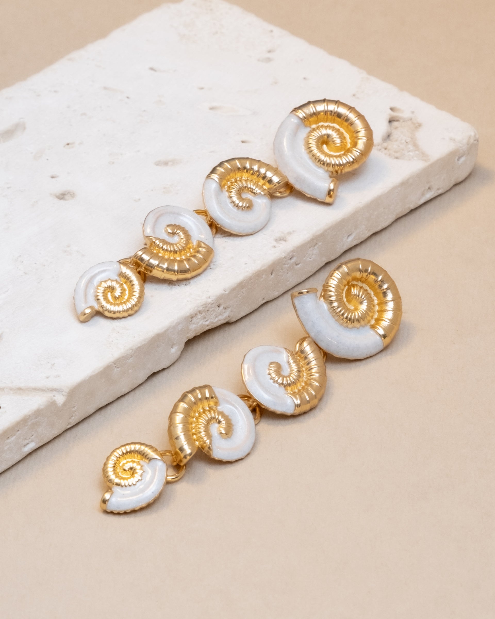 Gold Shell Statement Drop Earrings