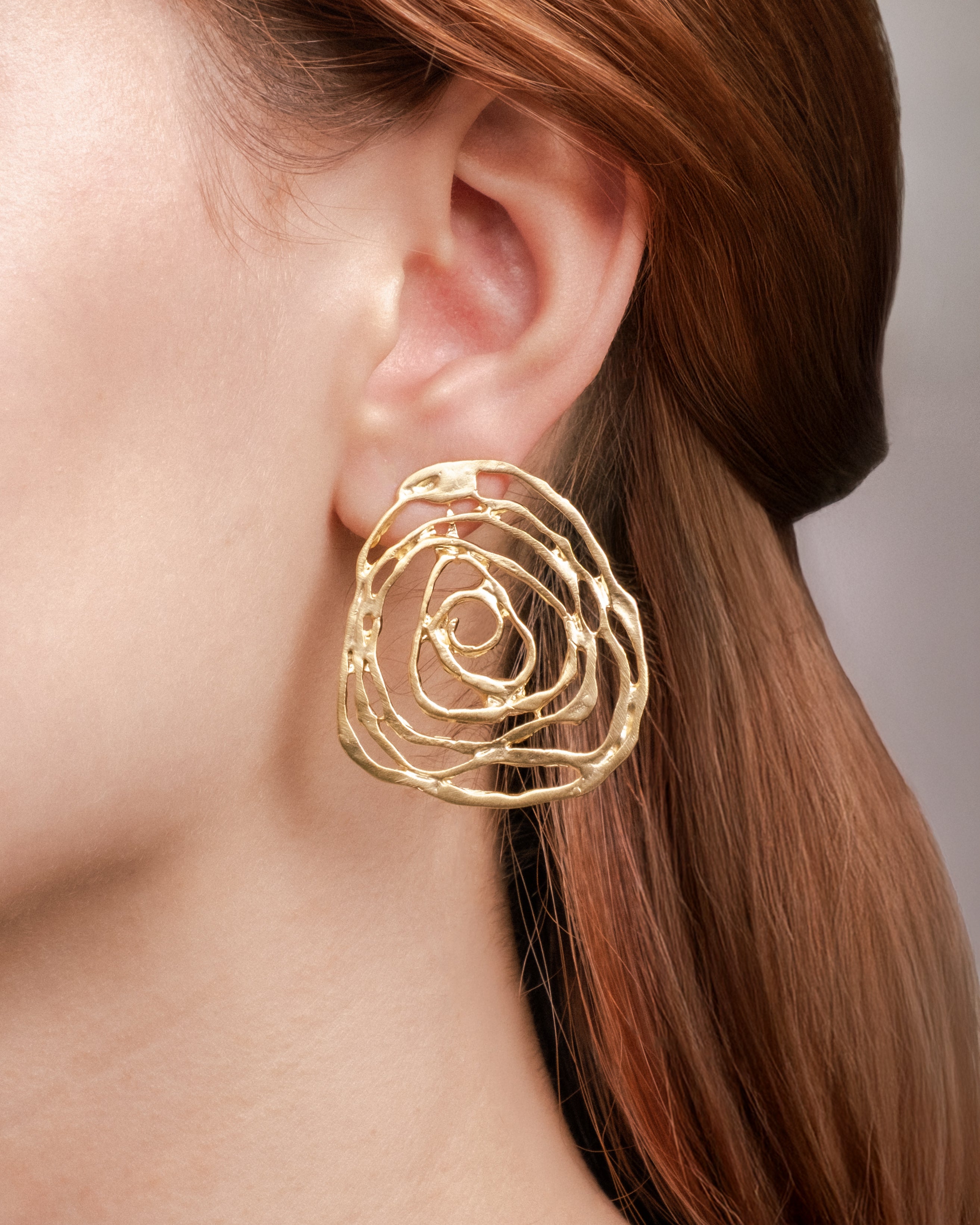 Gold Abstract Statement Rose Earring