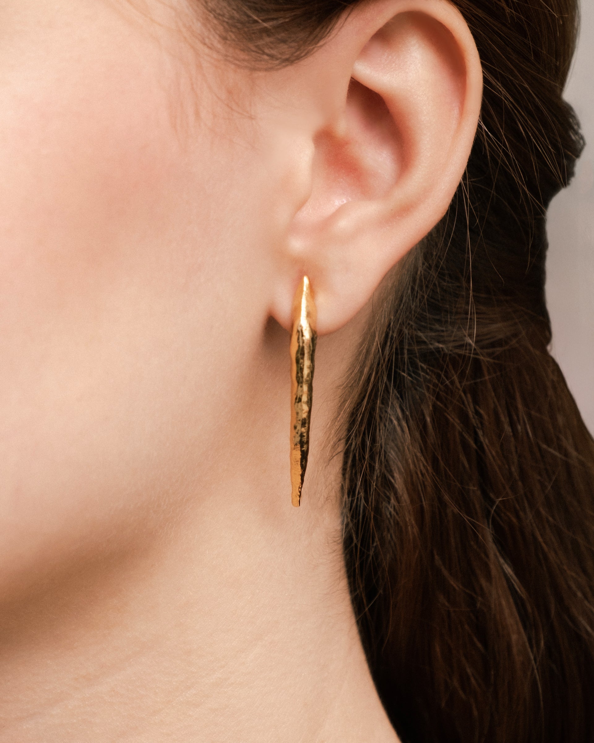 Gold Tribal Horn Earring