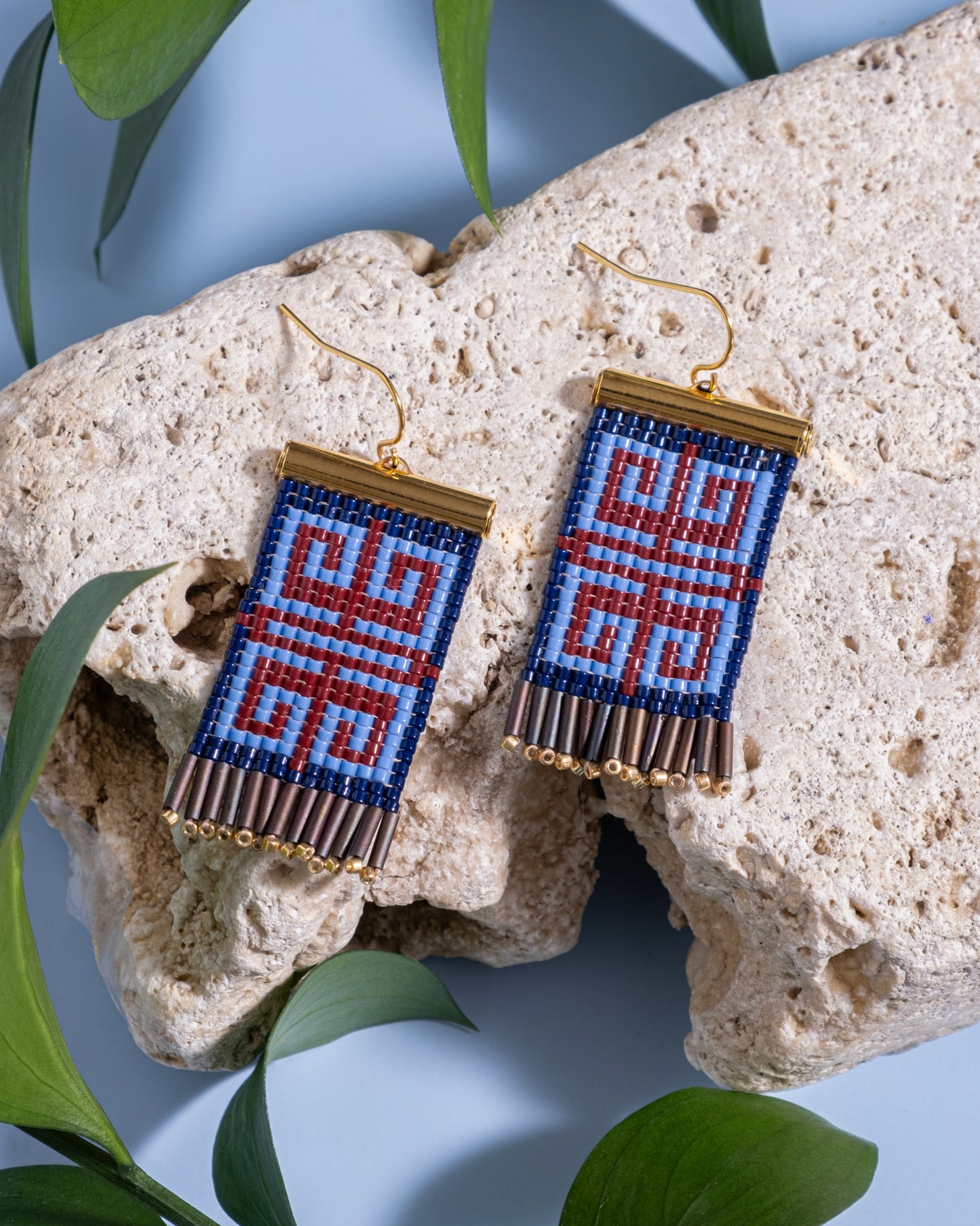 Beaded Handwoven Jungle Labyrinth Earrings