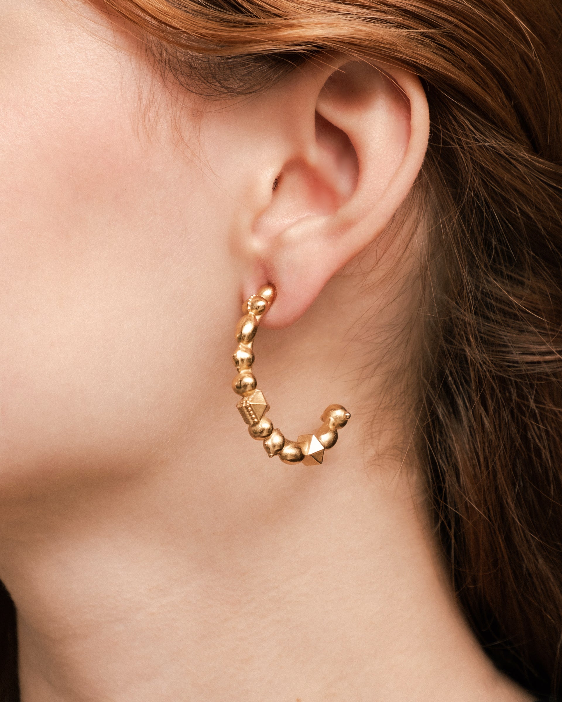 Gold Tribal Hoop Earring