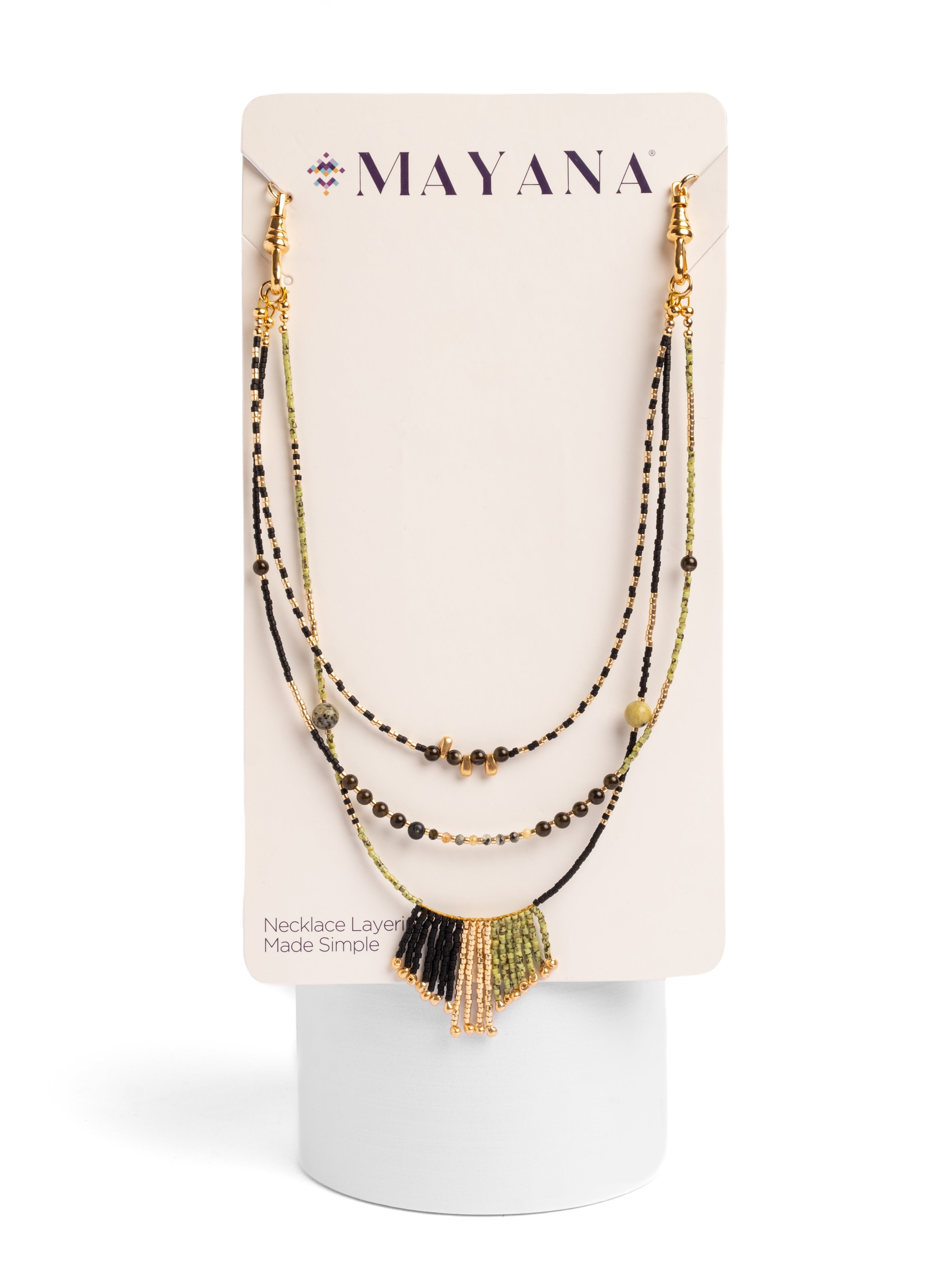Handwoven Miyuki and Gem Fringe Layering Necklace (Aqua)