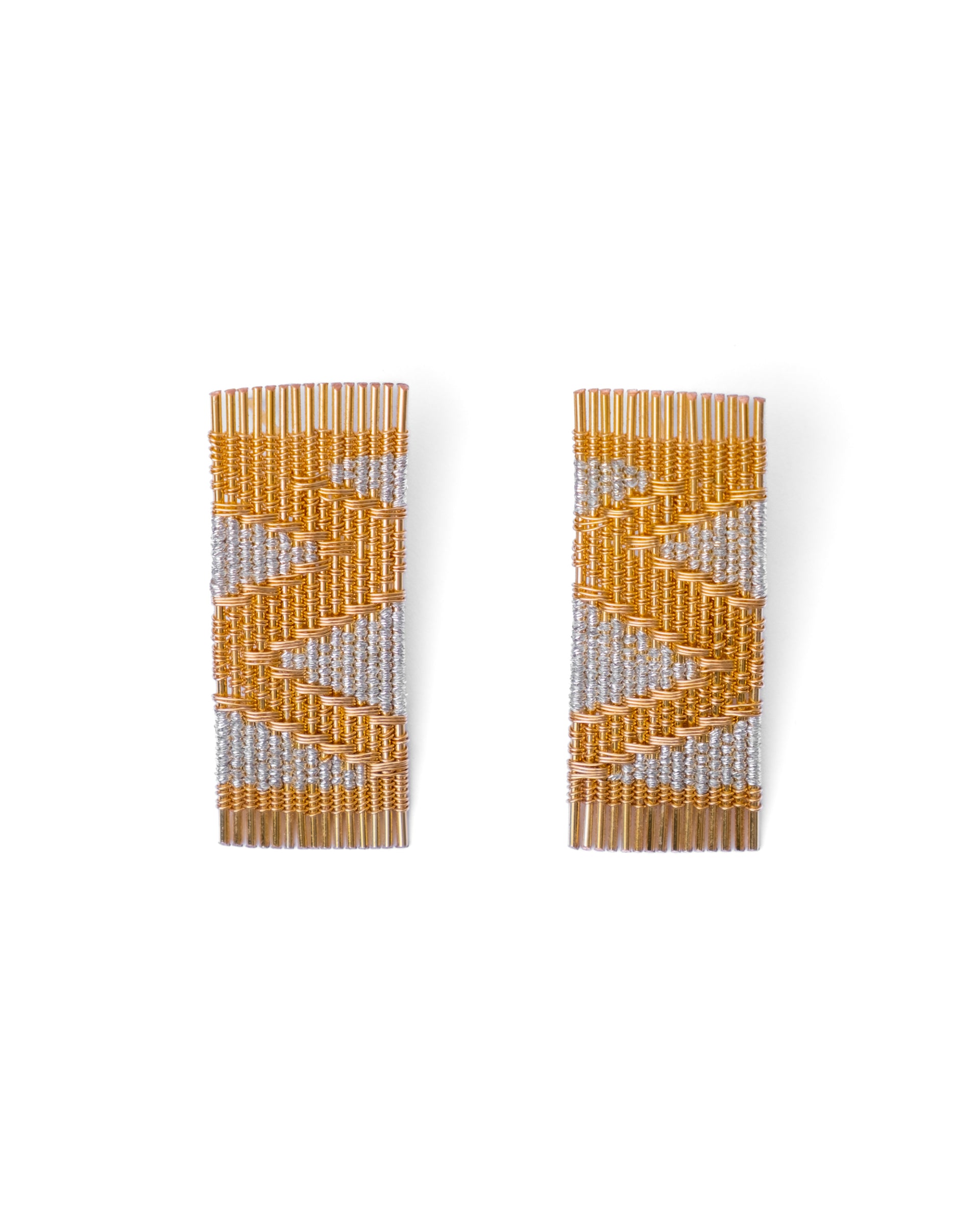 Handwoven Wire and Cord Ines Earring