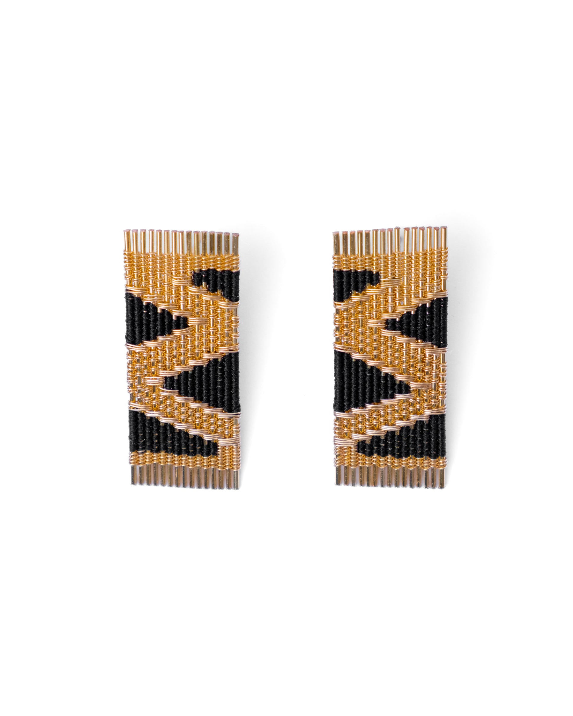 Handwoven Wire and Cord Ines Earring