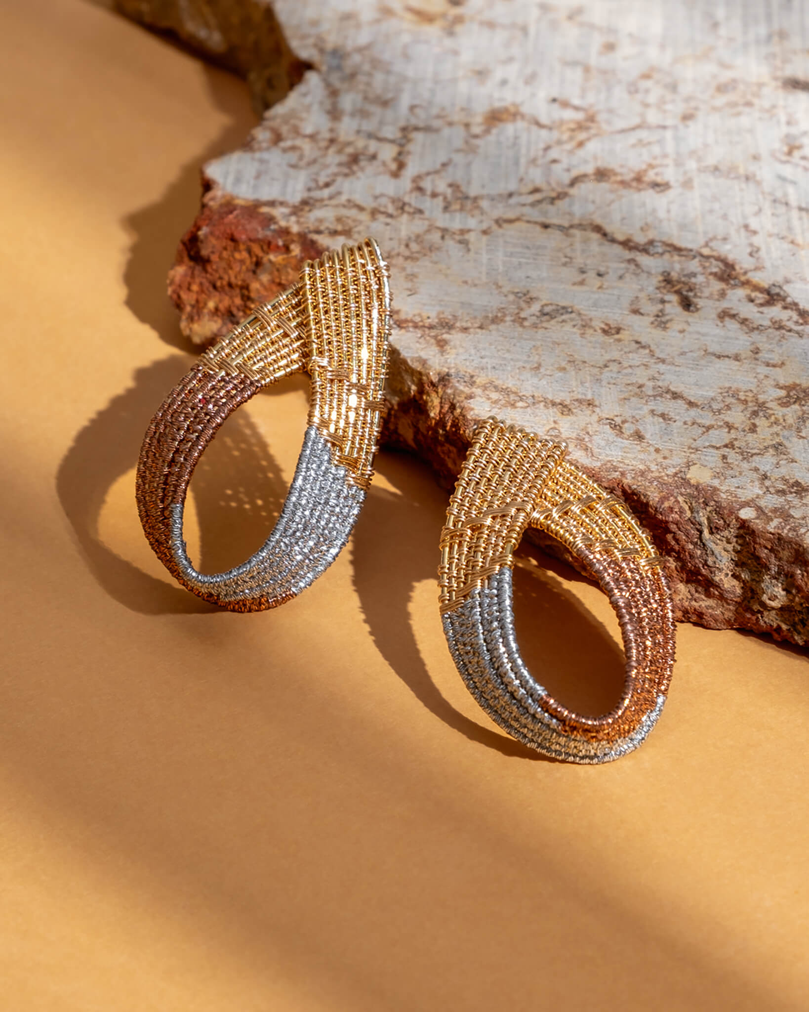 Handwoven Twisted Wire Loop Earrings