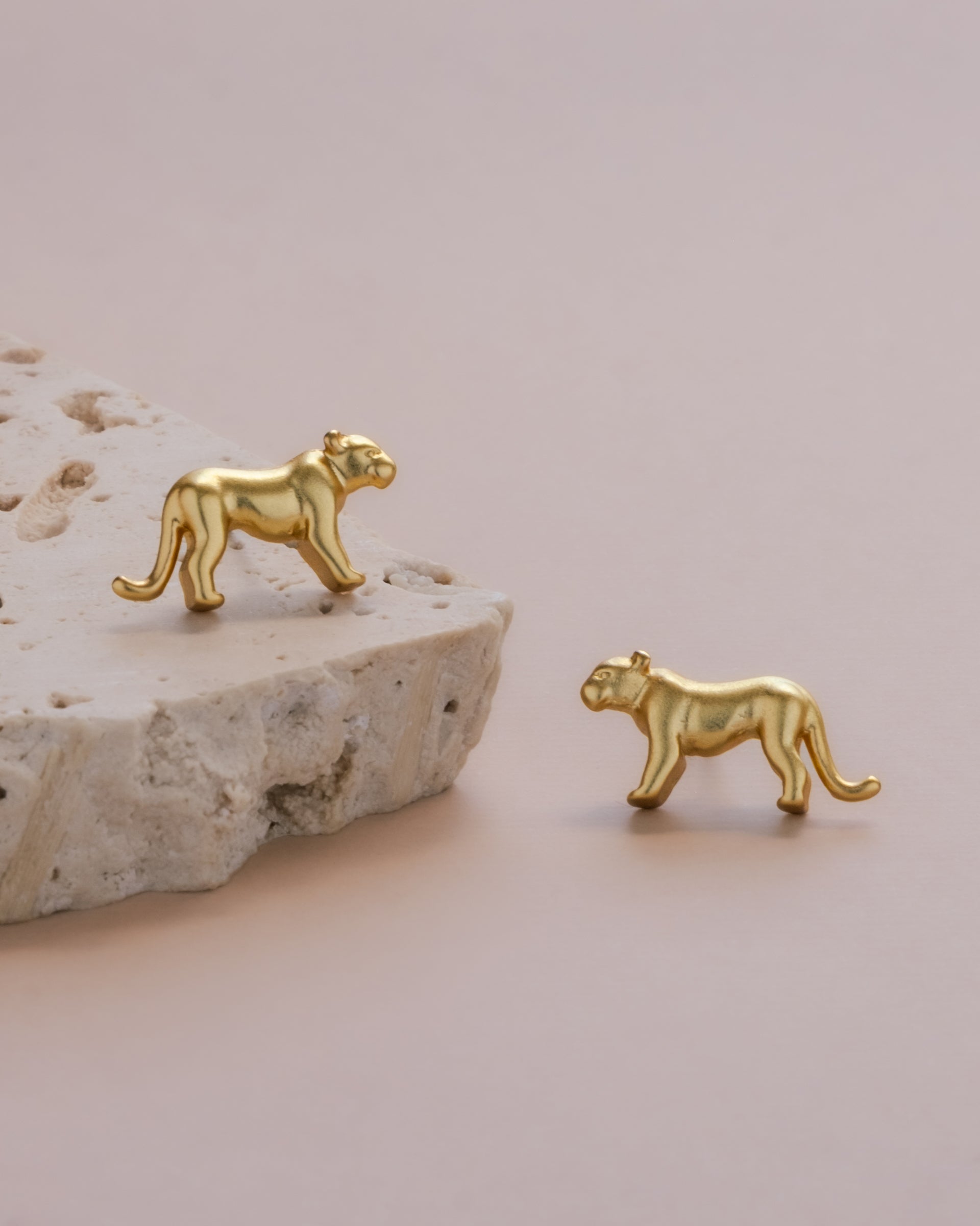 Gold Puma Stud Earrings