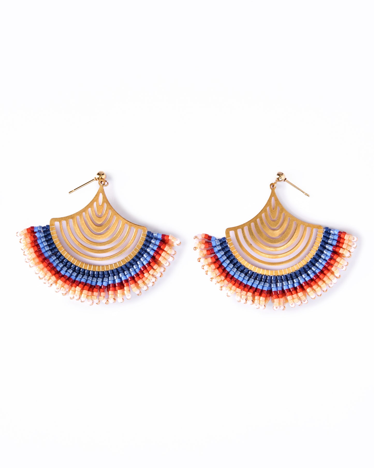 Beaded Handwoven Flamenco Fan Earrings