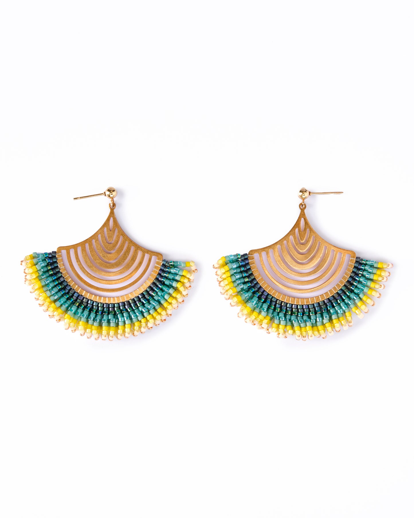 Beaded Handwoven Flamenco Fan Earrings