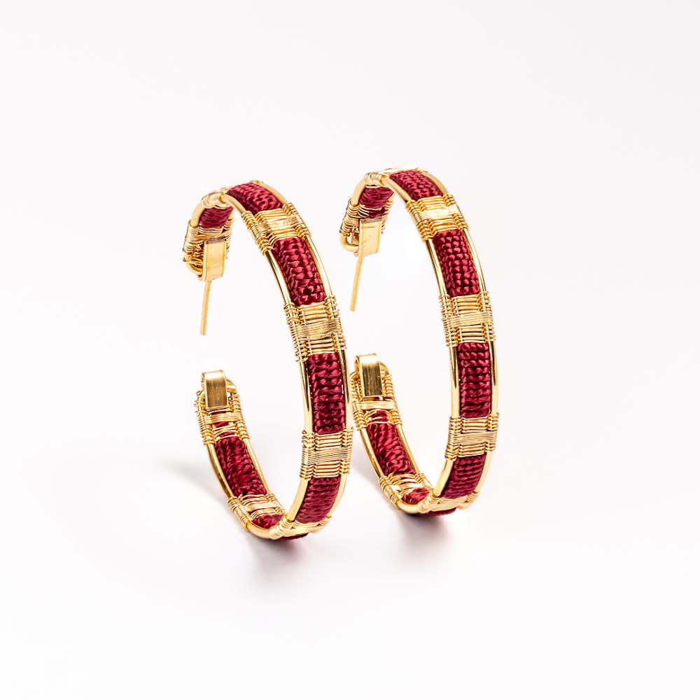 Handwoven Wire and Cord Everyday Hoop Earrings