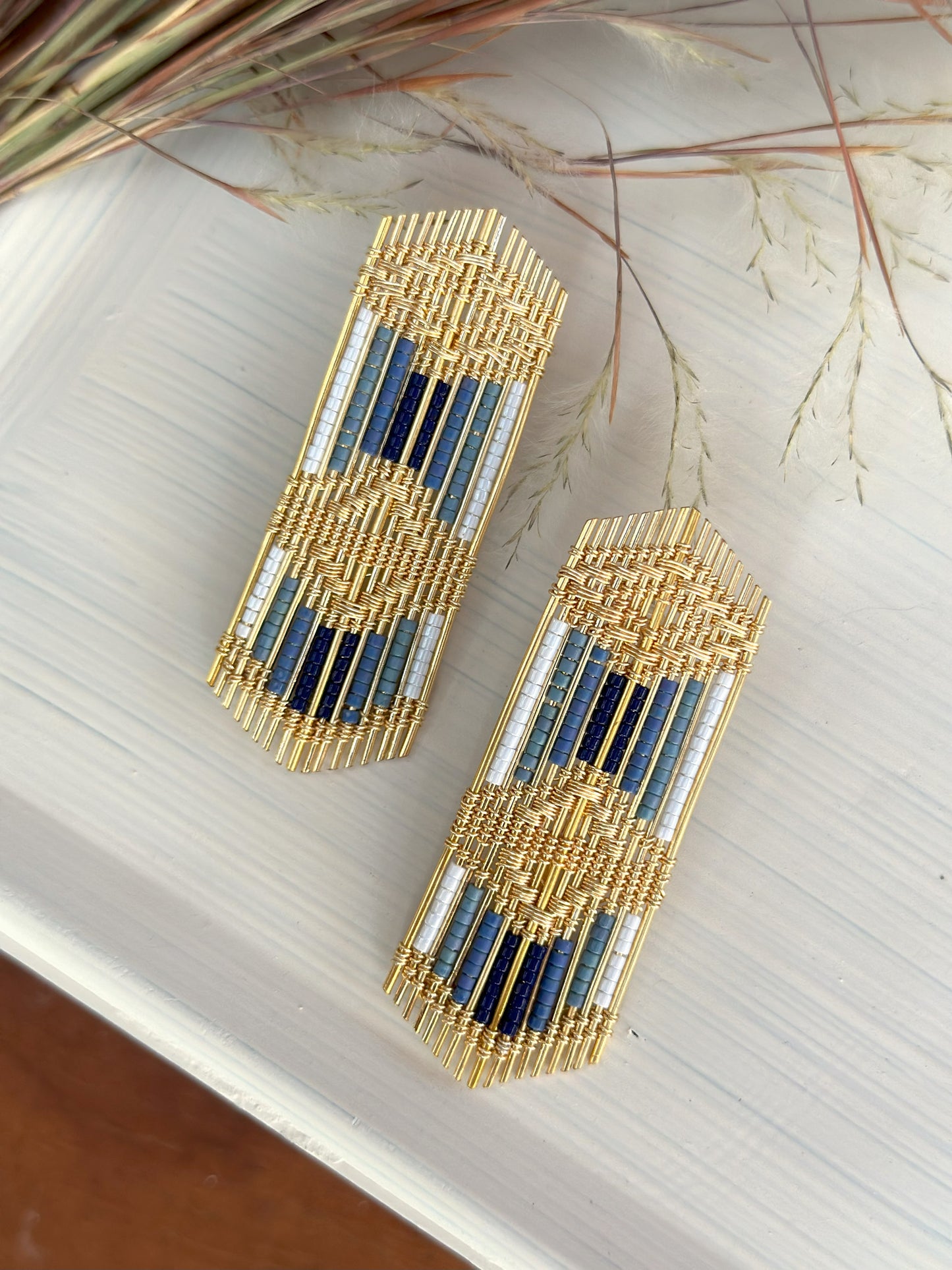 Handwoven Regalia Wire and Bead Earrings