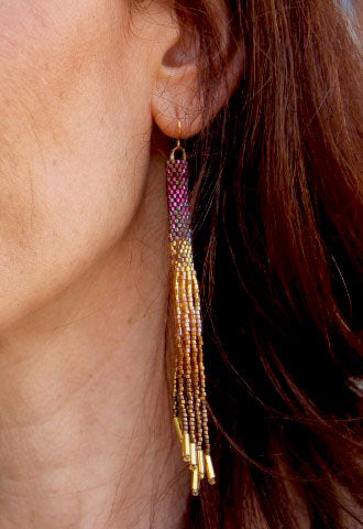 Handwoven Beaded Ombre Tassel Earrings