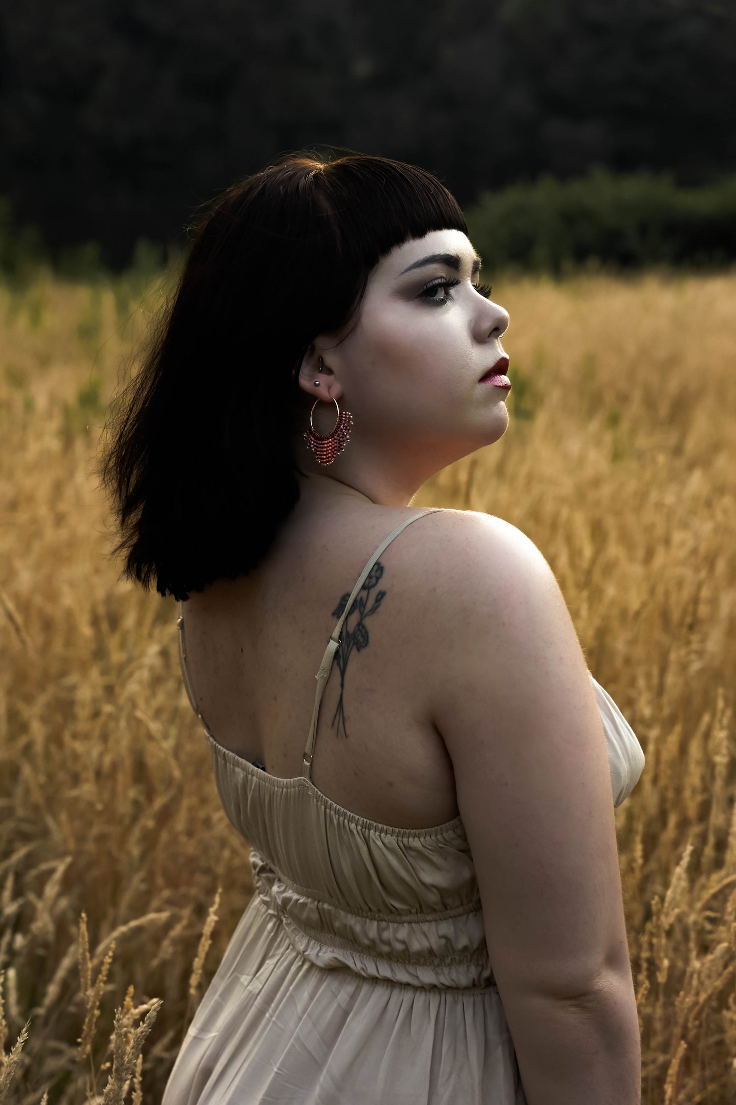 Handwoven Beaded Feathered Hoop Earrings