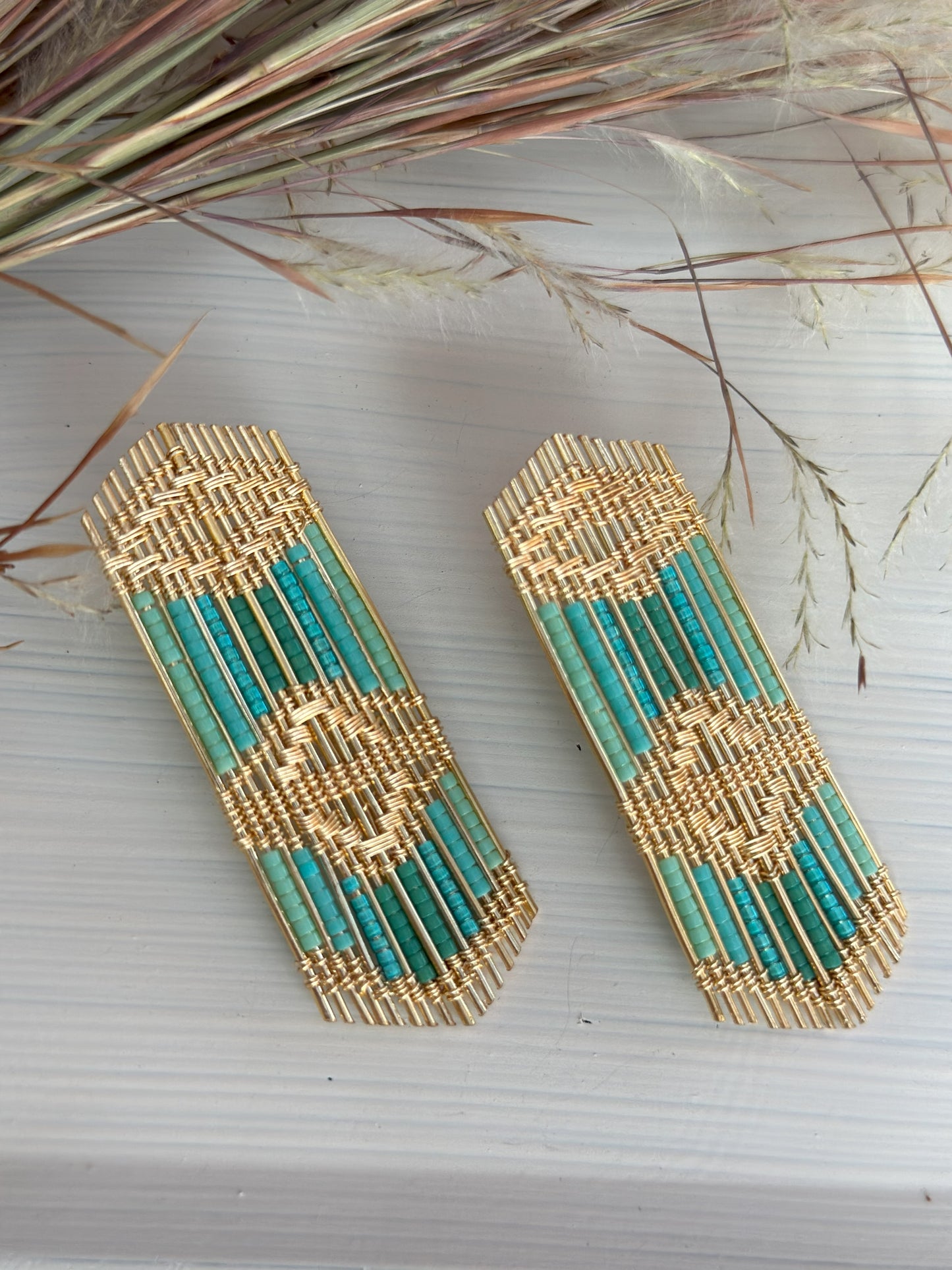 Handwoven Regalia Wire and Bead Earrings