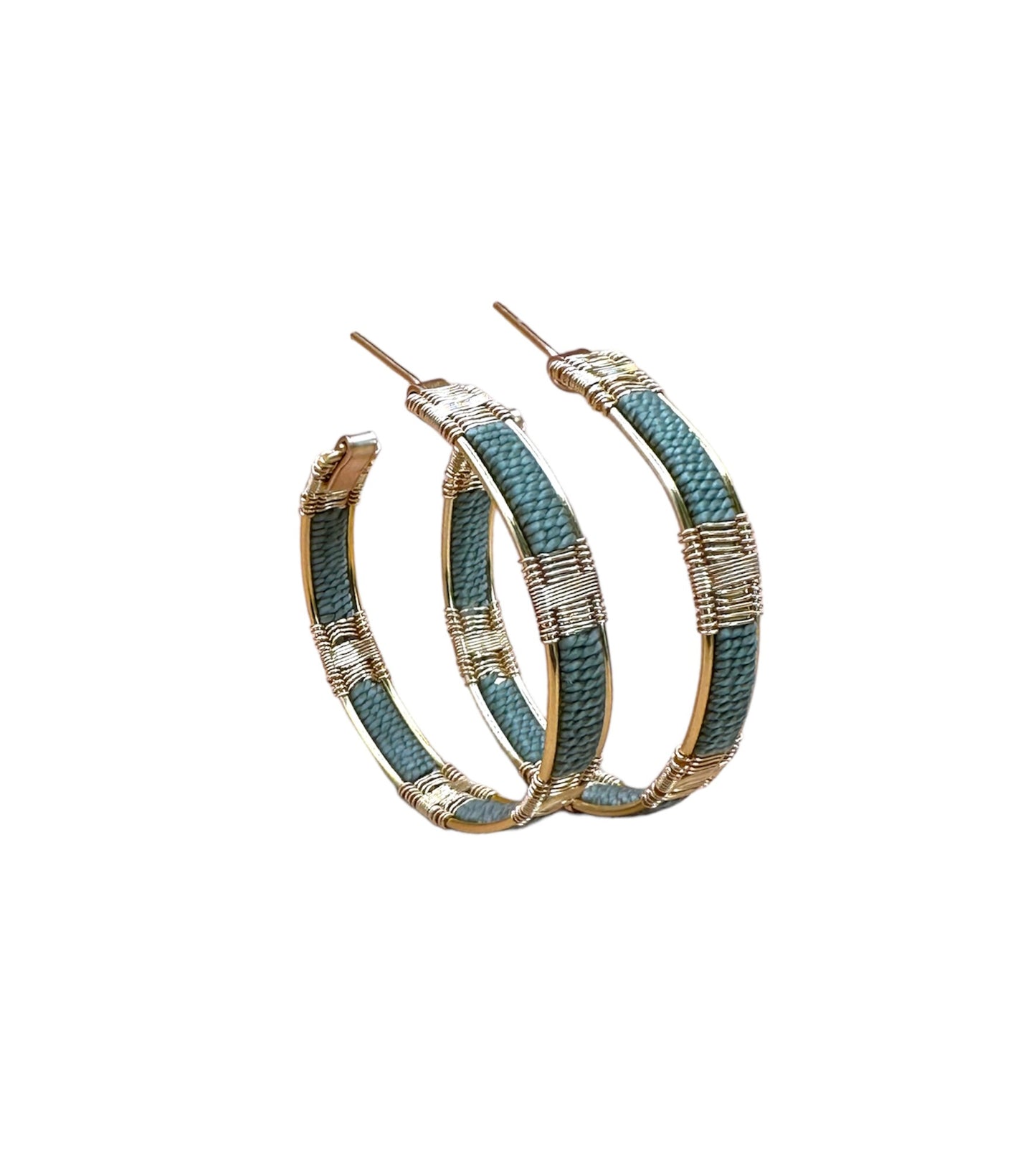 Handwoven Wire and Cord Everyday Hoop Earrings