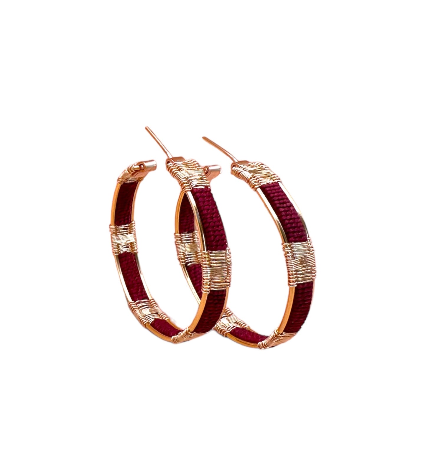 Handwoven Wire and Cord Everyday Hoop Earrings