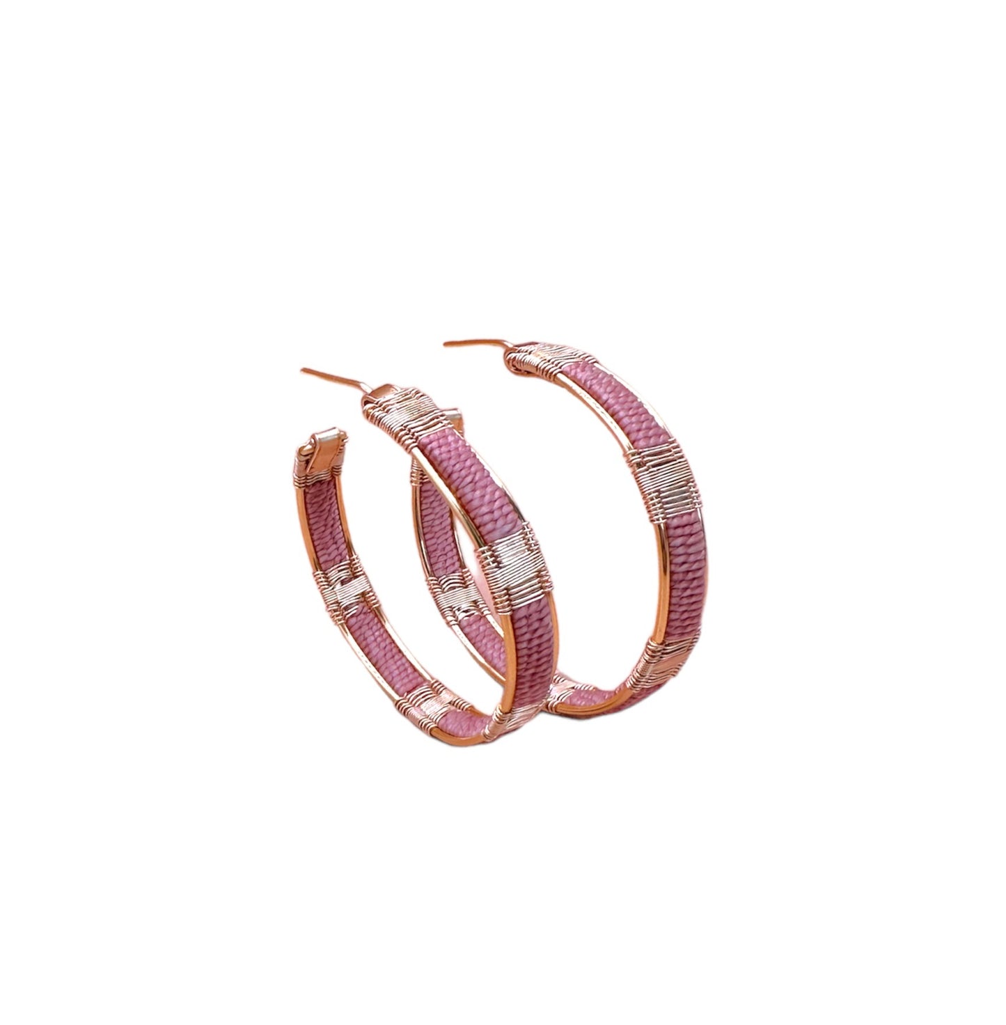 Handwoven Wire and Cord Everyday Hoop Earrings