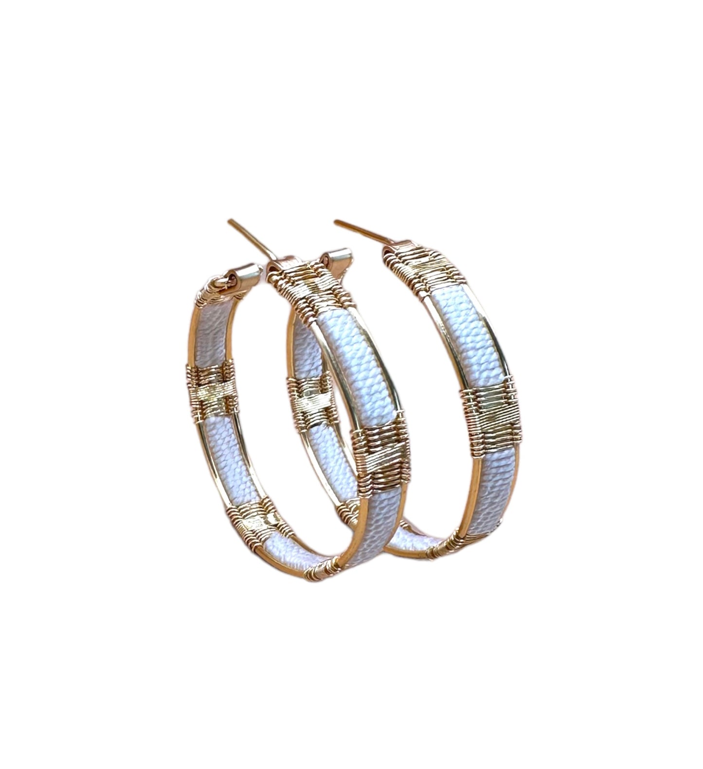 Handwoven Wire and Cord Everyday Hoop Earrings