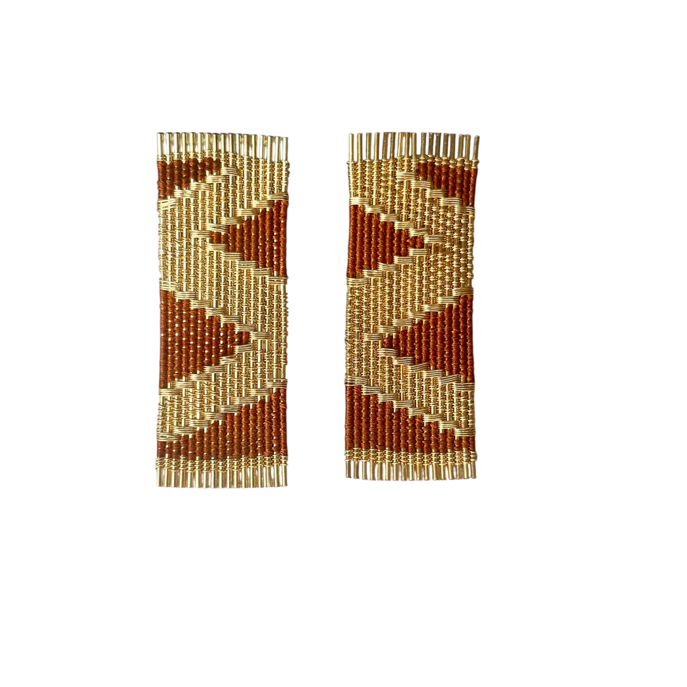 Handwoven Wire and Cord Ines Earring