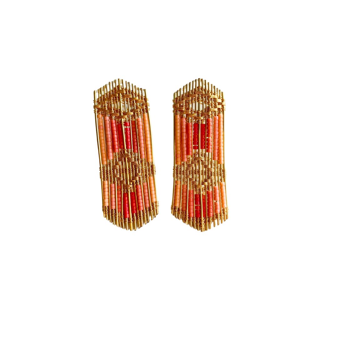 Handwoven Regalia Wire and Bead Earrings