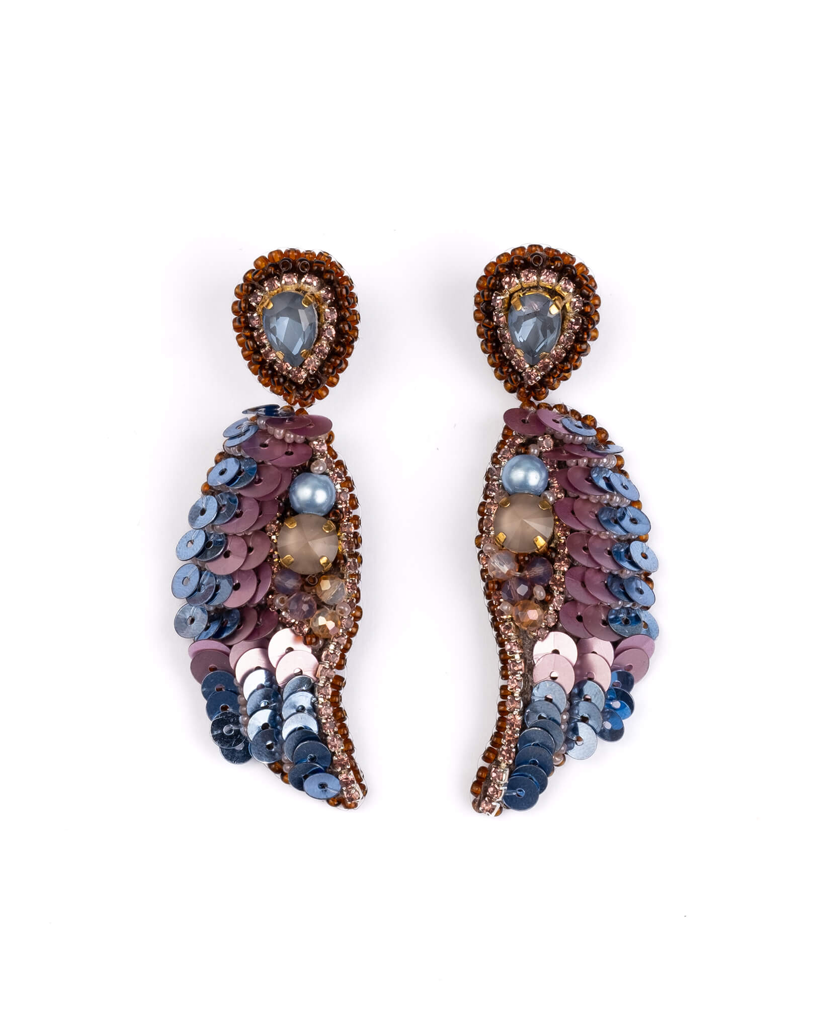 Ala Drop Earrings (Sky Blue/Wine)