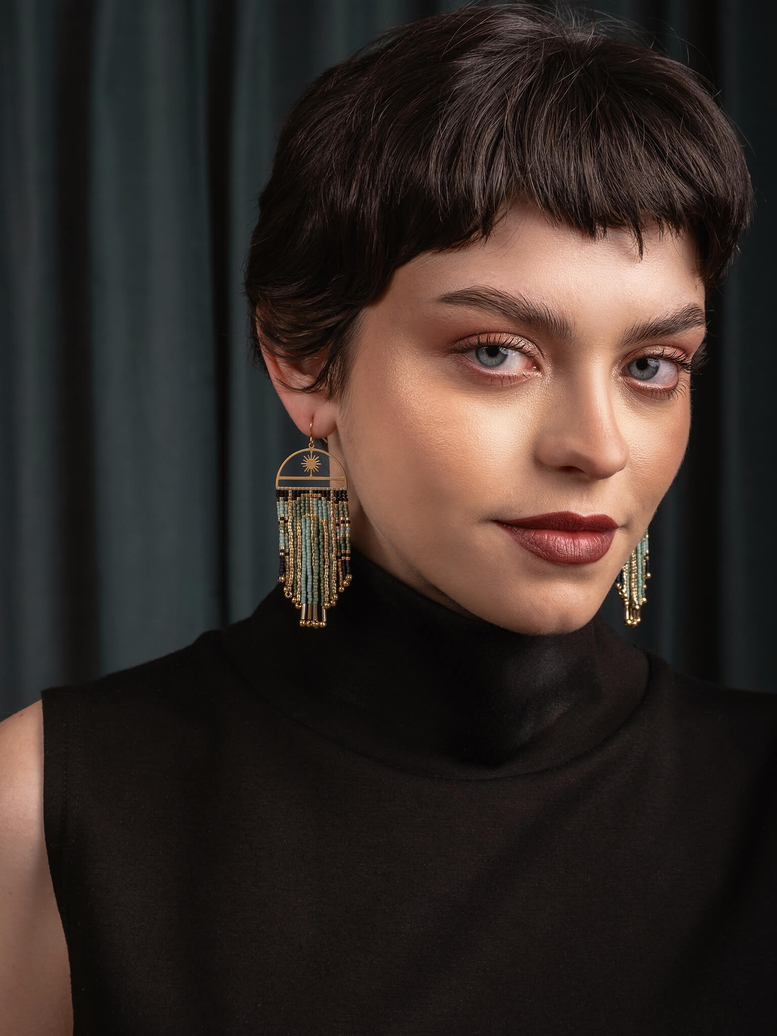 Arcadia Fringe Earrings (Blue/Pink)