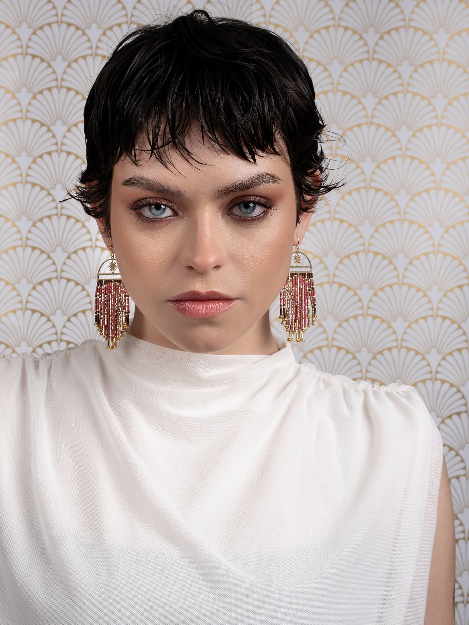 Arcadia Fringe Earrings (Cherry/Brown)