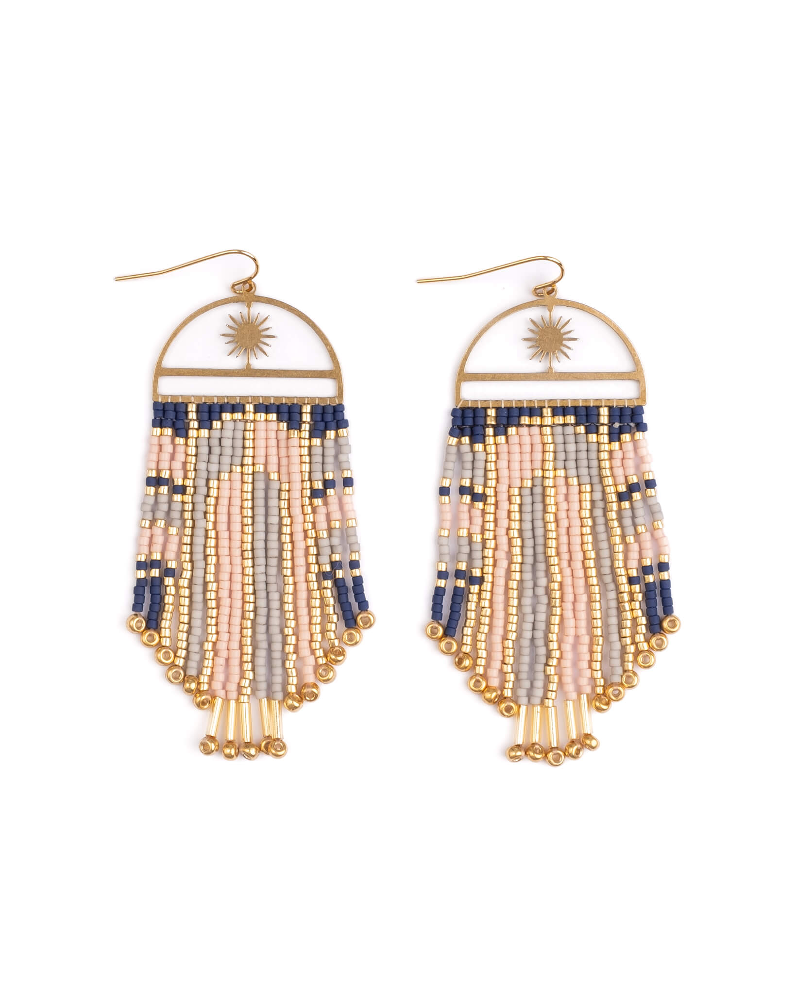 Arcadia Fringe Earrings (Blue/Pink)