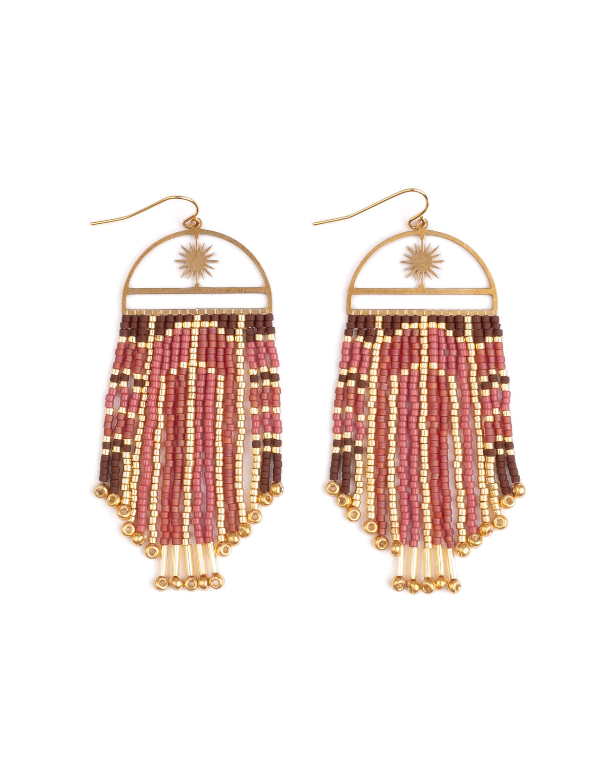 Arcadia Fringe Earrings (Cherry/Brown)