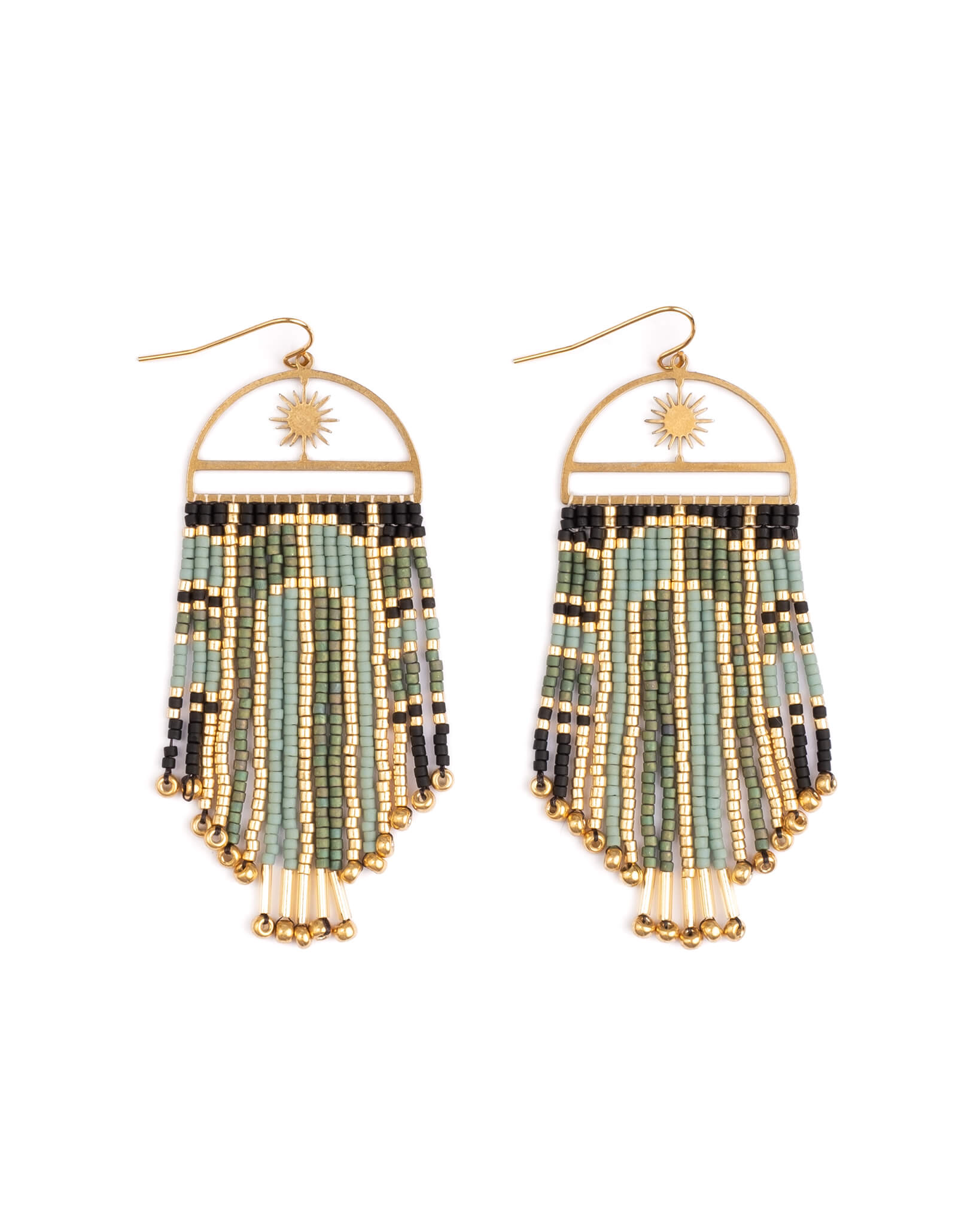 Arcadia Fringe Earrings (Green/Black)