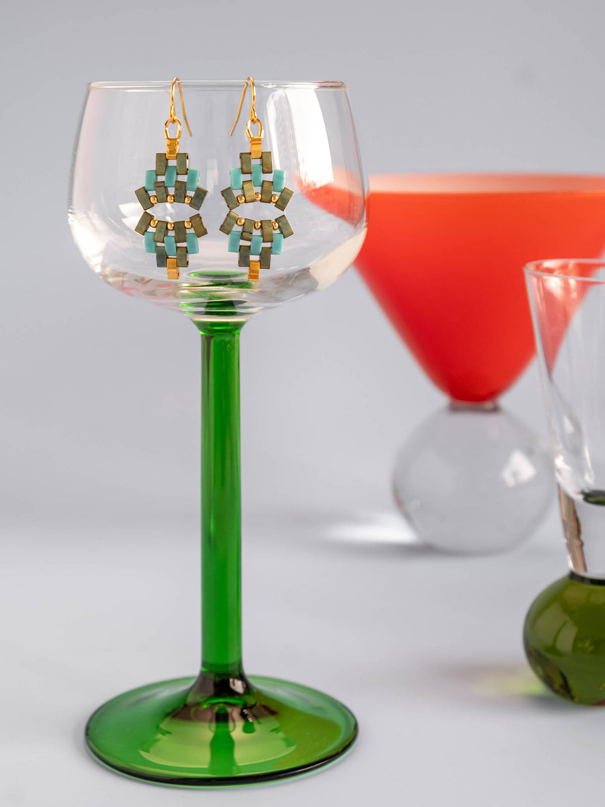 Astoria Drop Earrings (Green/Aqua)