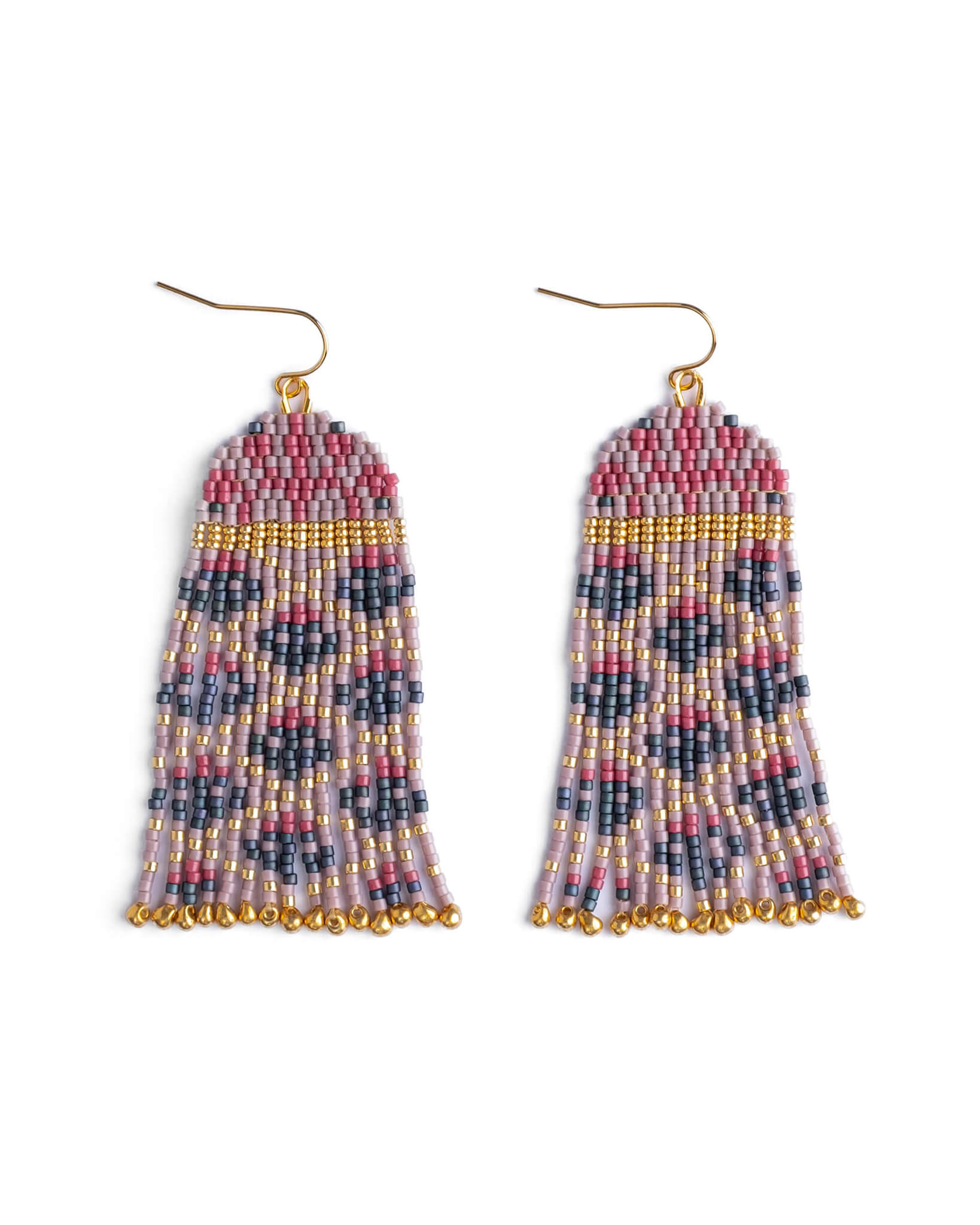 Beaded tassel earrings on a white background