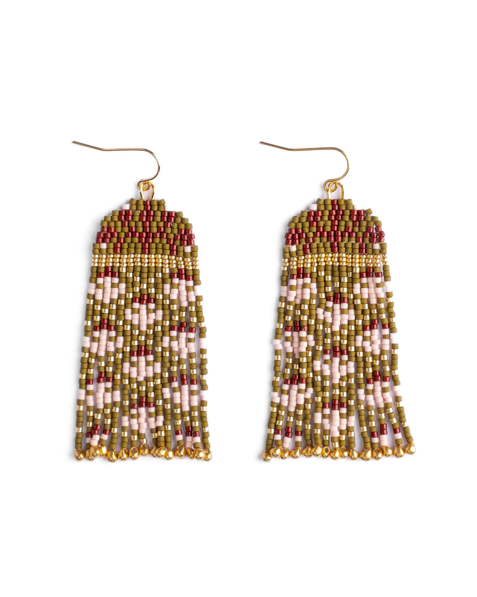 Beaded tassel earrings on a white background