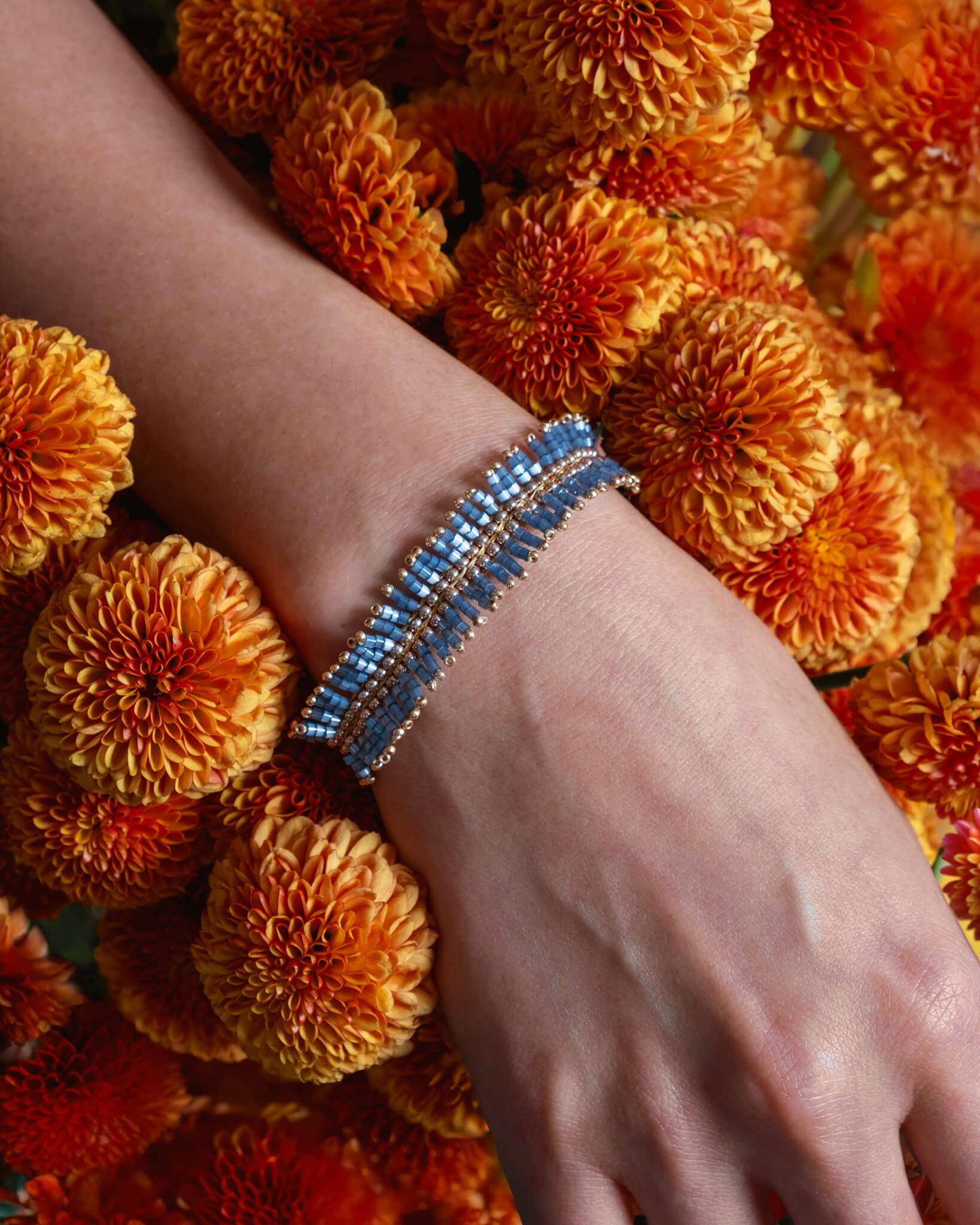 Handwoven Beaded Noor Bracelet (Blue)