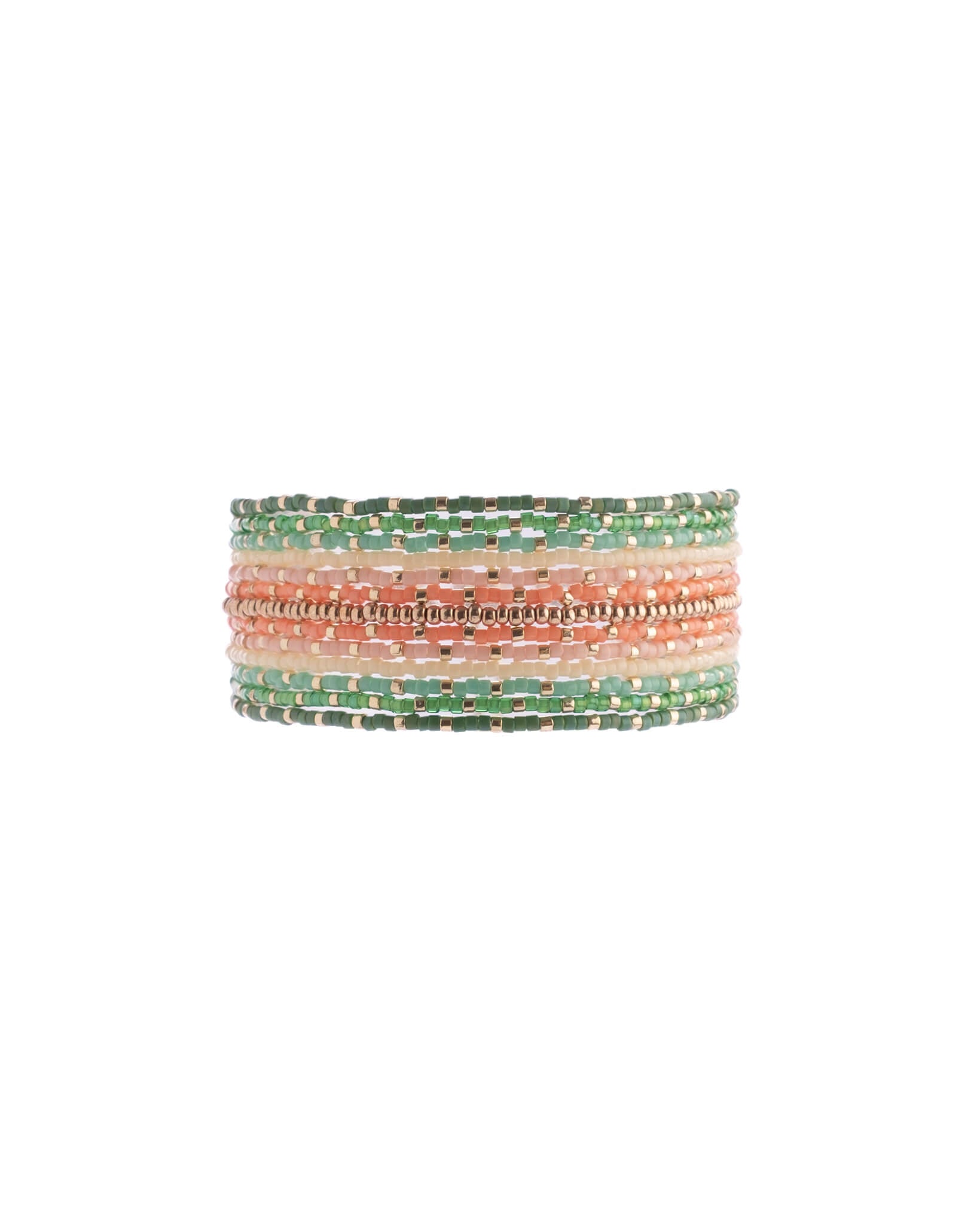 Beaded Handwoven Chudi Multistrand Bracelet (Green)