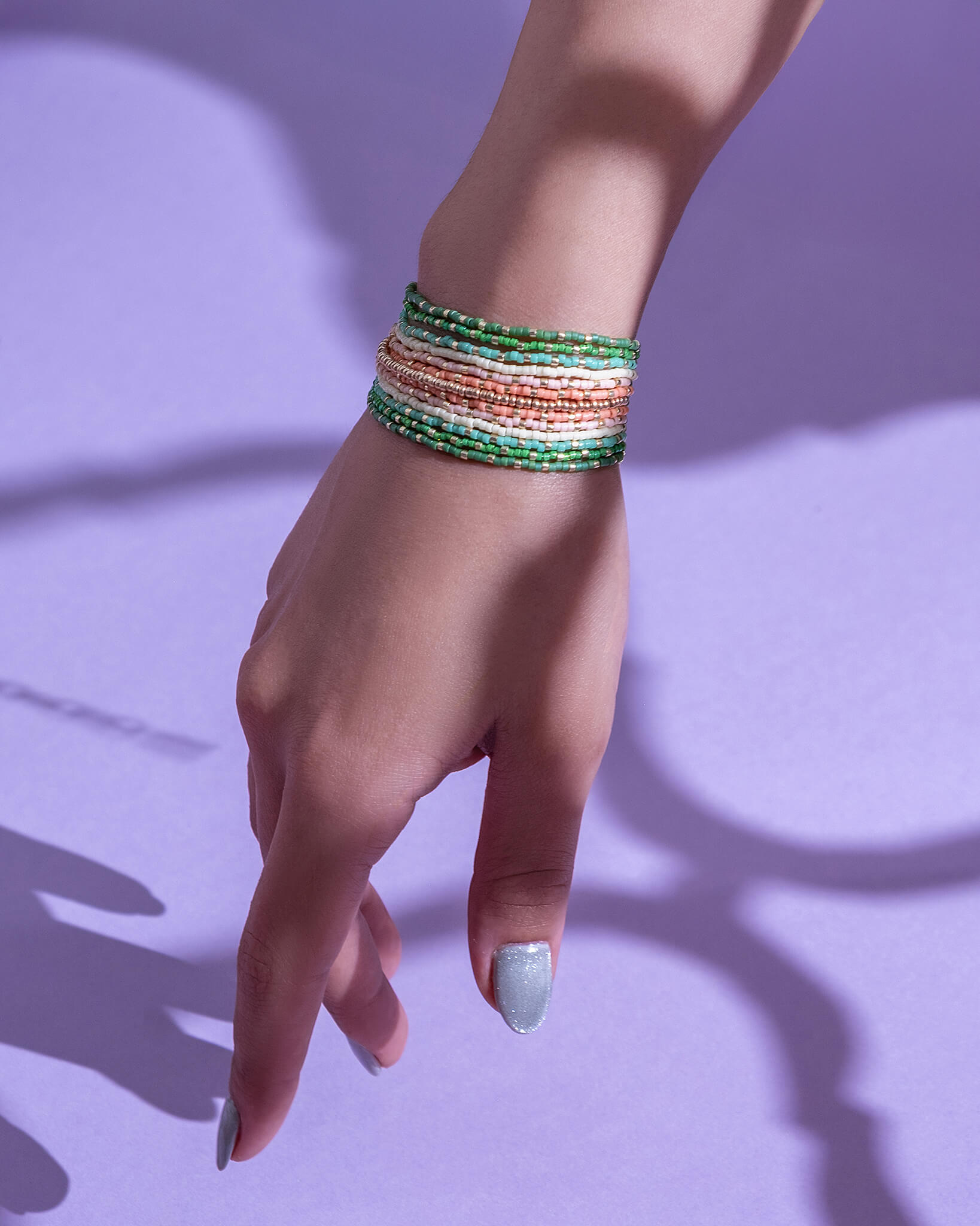 Beaded Handwoven Chudi Multistrand Bracelet (Green)