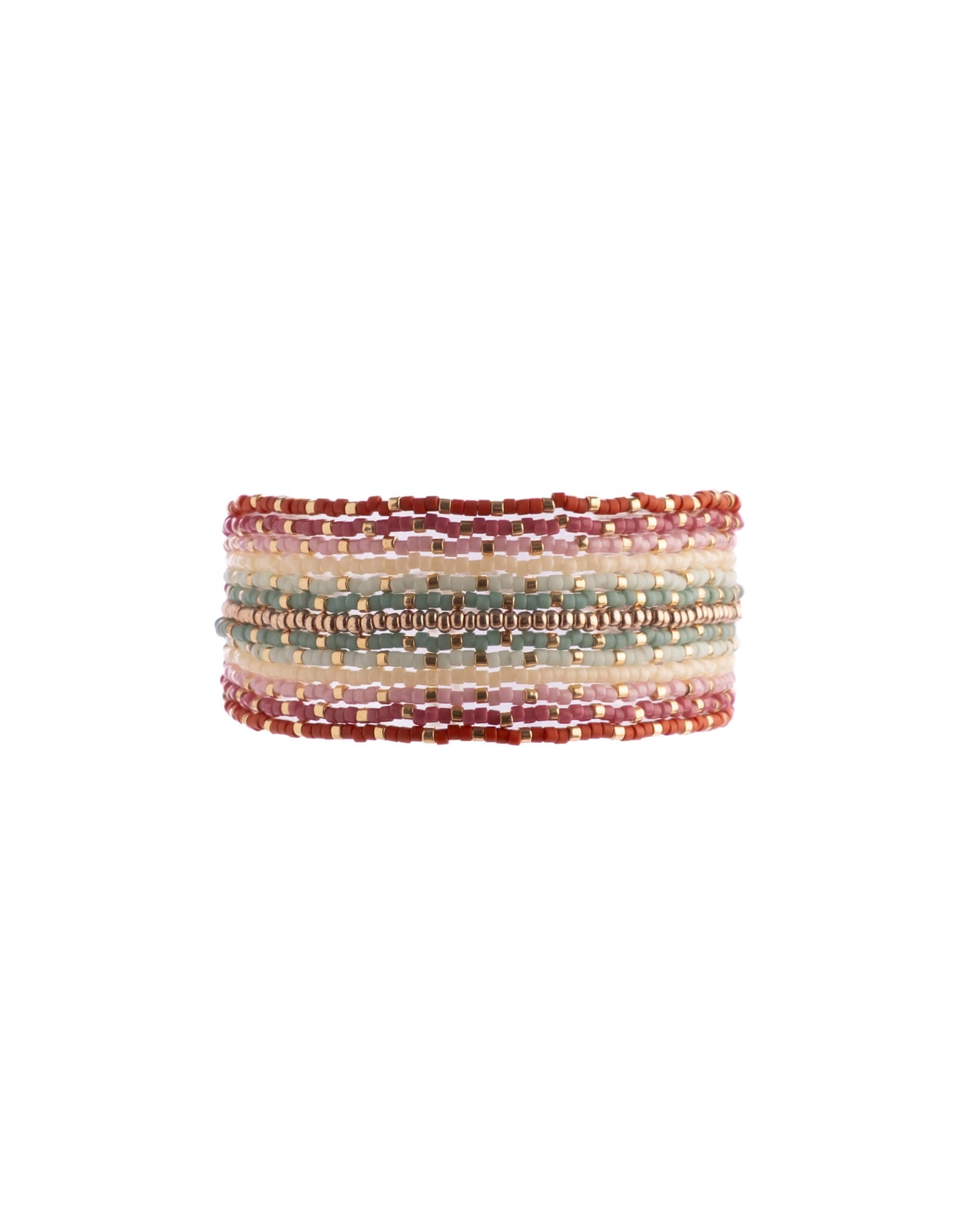 Beaded Handwoven Chudi Multistrand Bracelet (Rust)