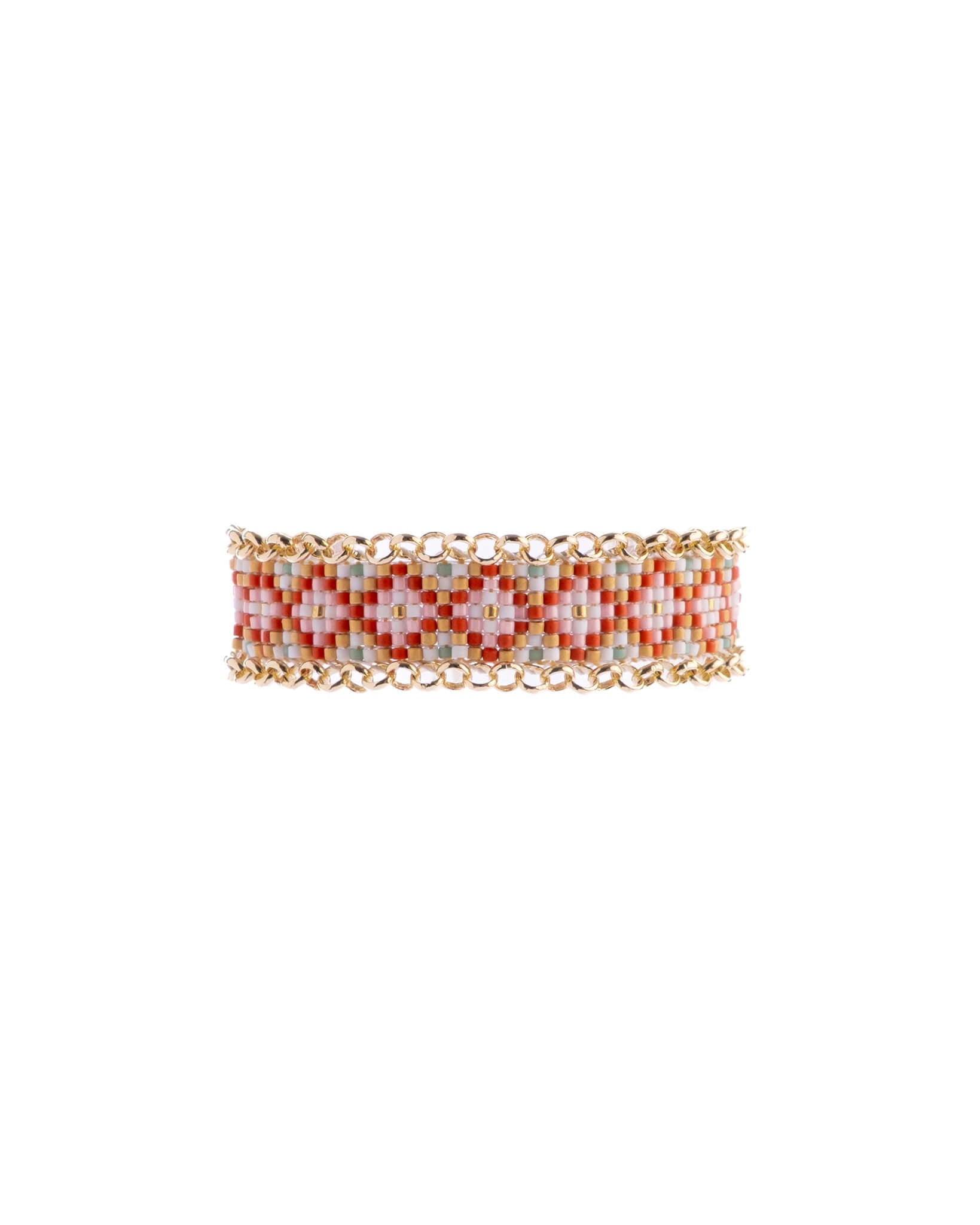 Beaded Handwoven Jali Miyuki and Chain Bracelet (Lilac)