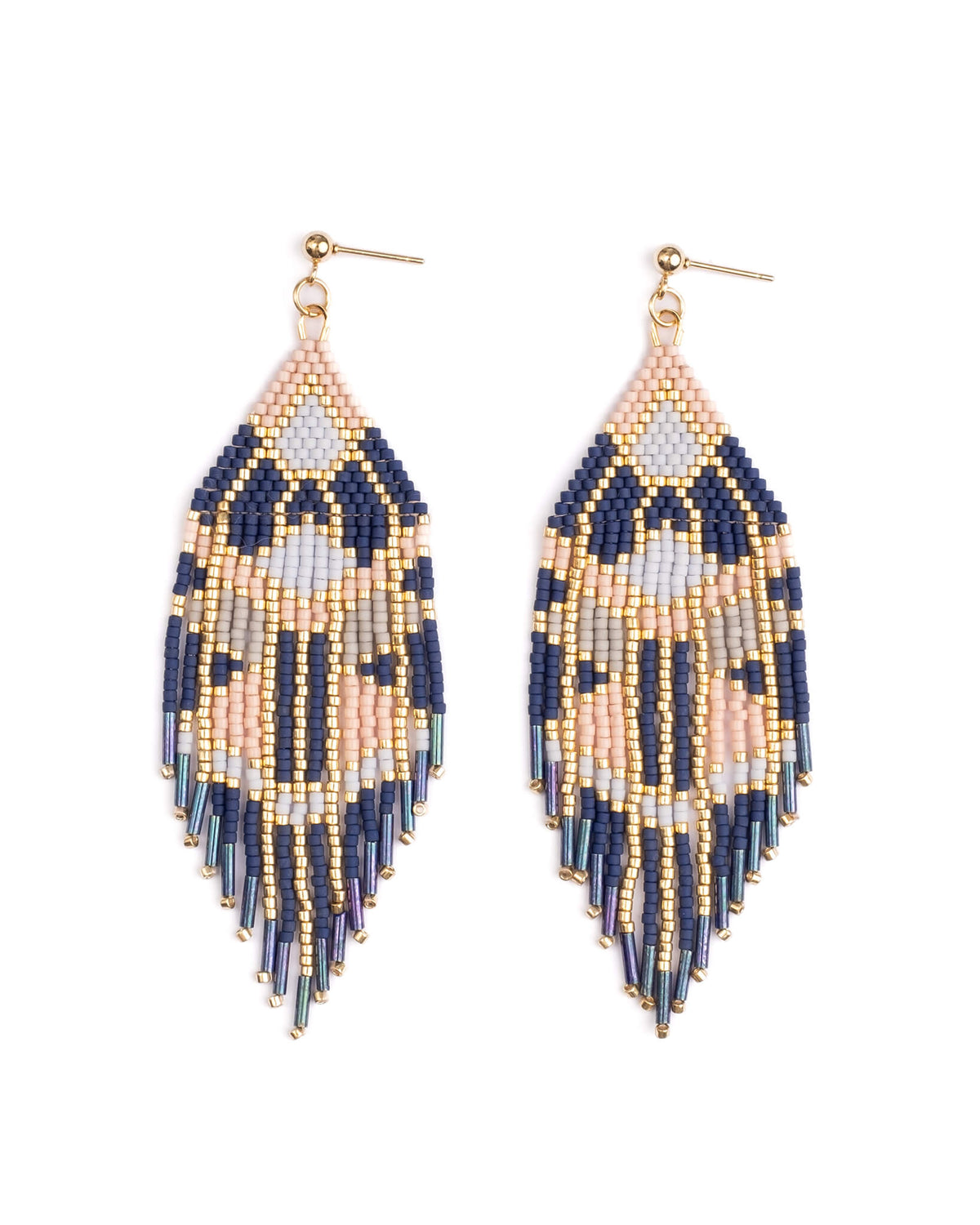 Manhattan Fringe Earrings (Blue/Pink)