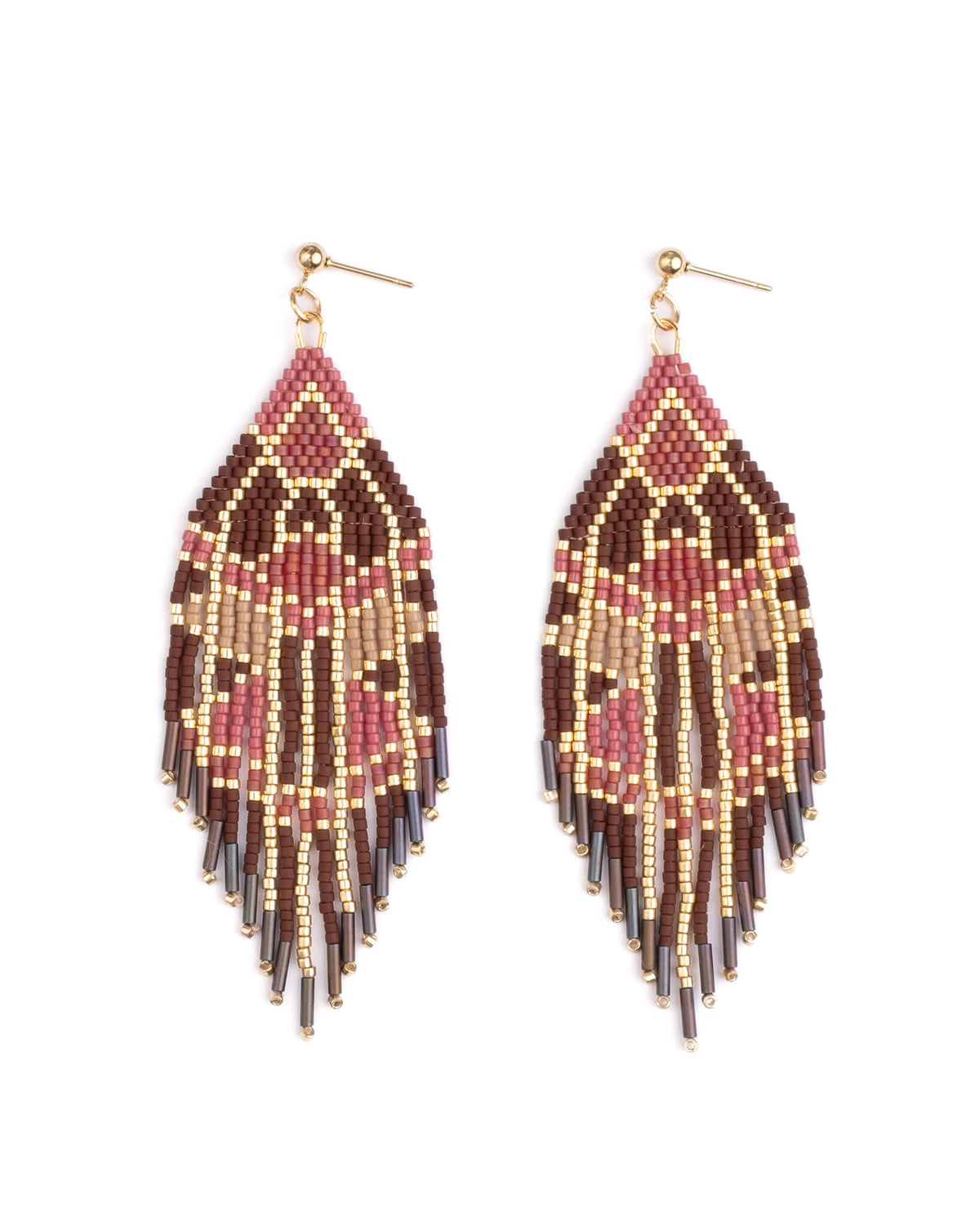 Manhattan Fringe Earrings (Cherry/Brown)