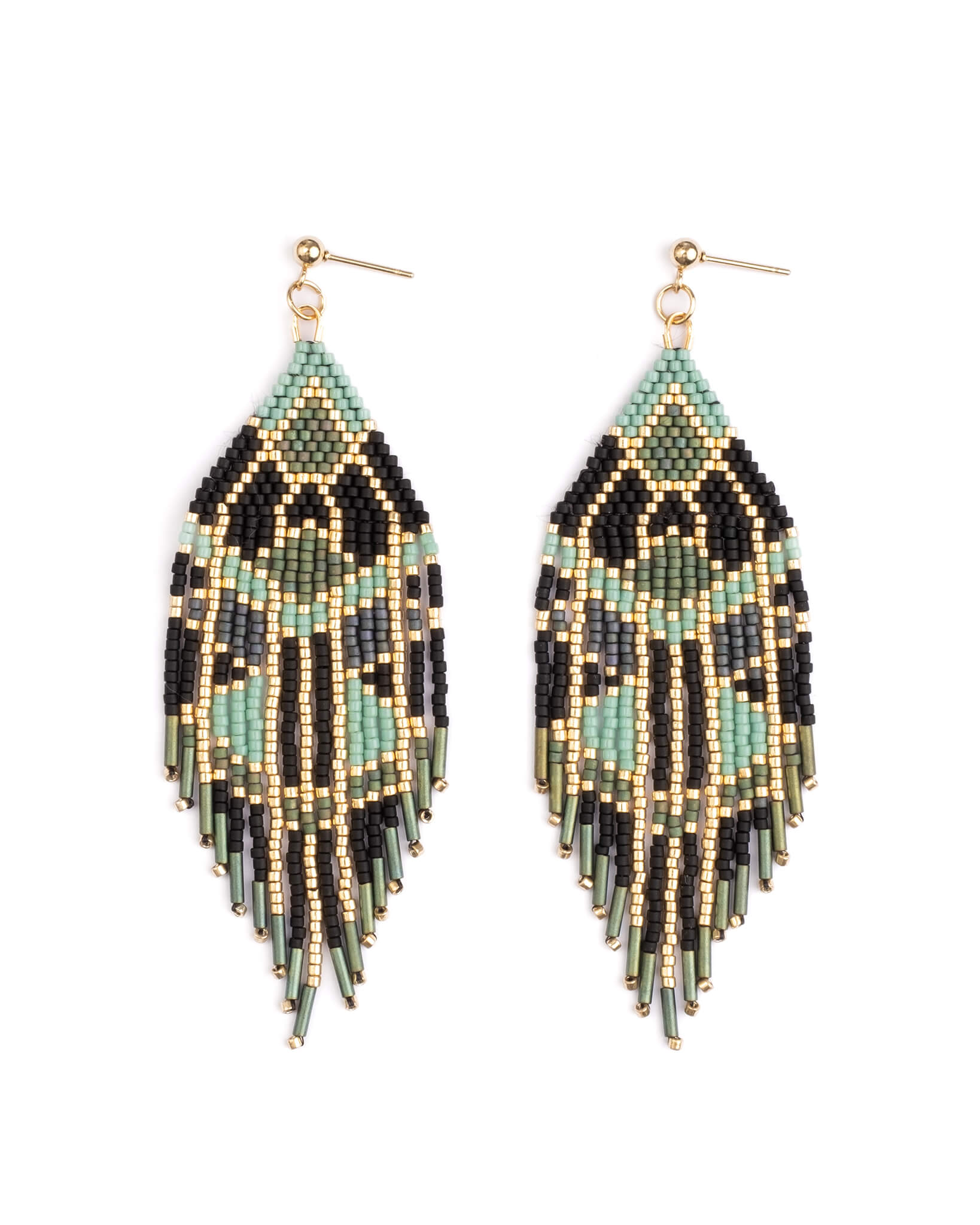 Manhattan Fringe Earrings (Green/Black)