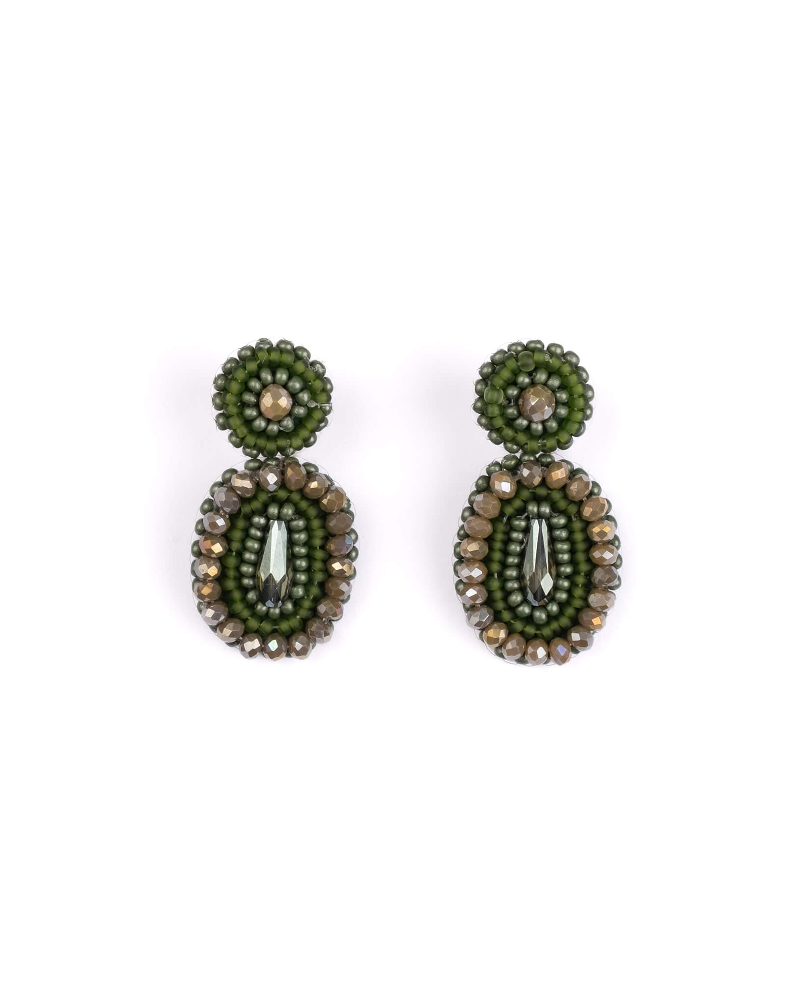 Medallion Drop Earrings (Green)