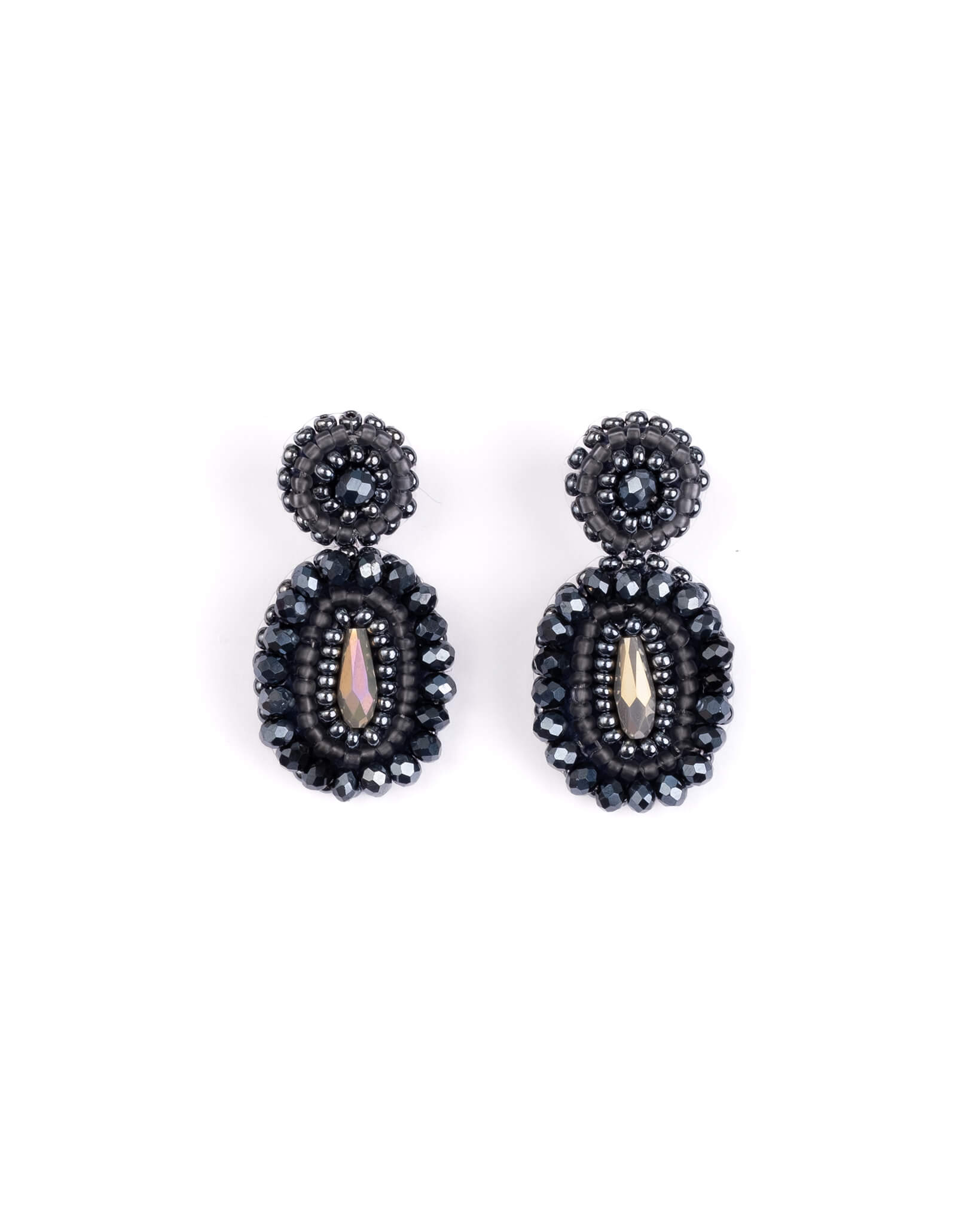 Medallion Drop Earrings (Steel Grey)