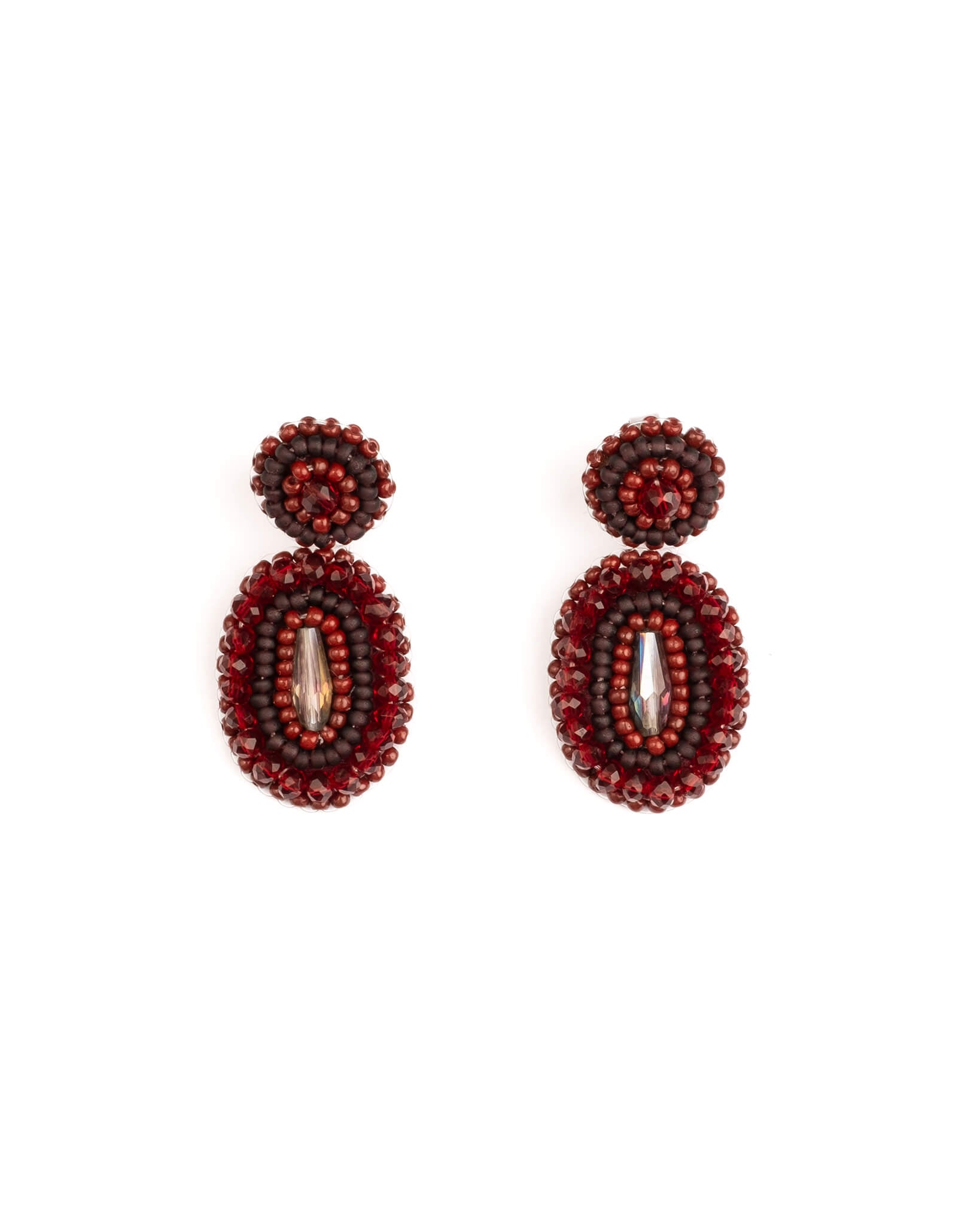 Medallion Drop Earrings (Wine)