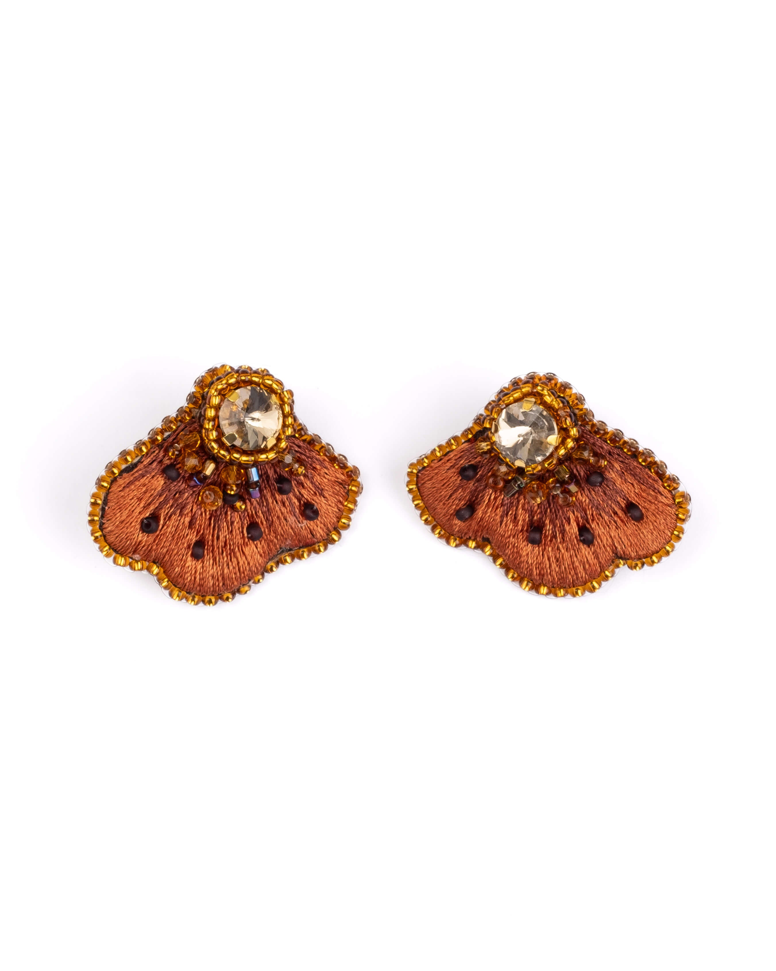 Scallop Stud Earrings (Rust)