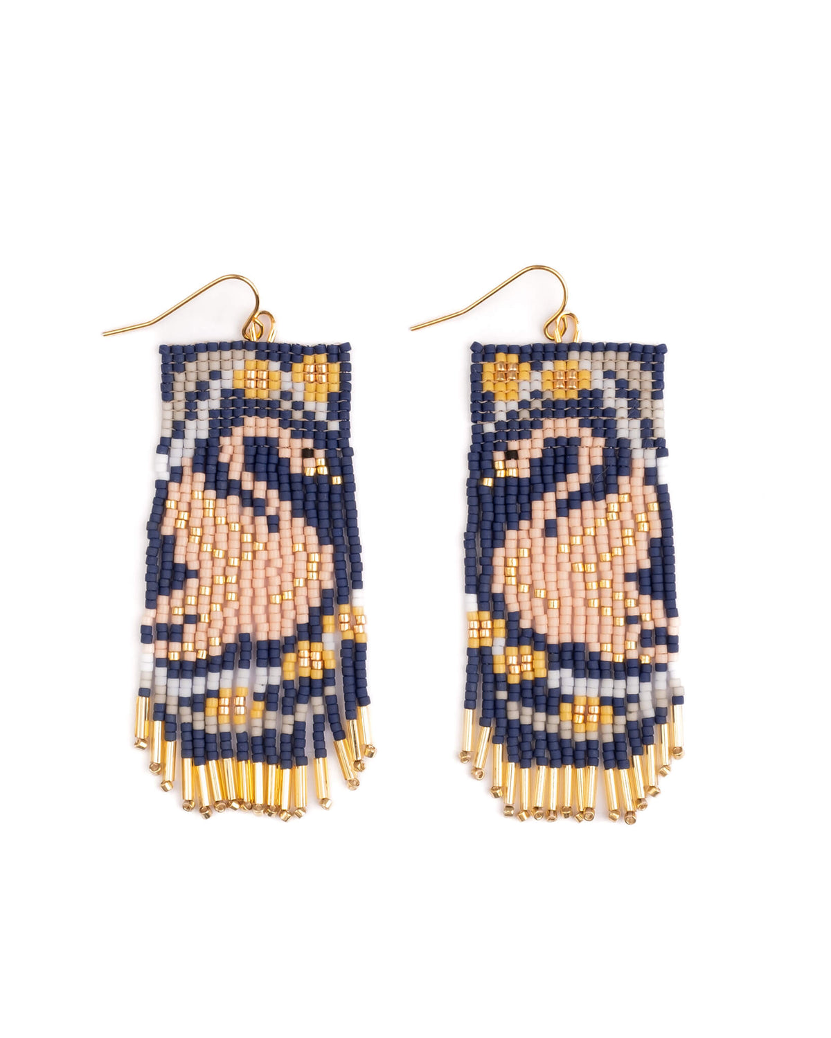 Swan Fringe Earrings (Blue)