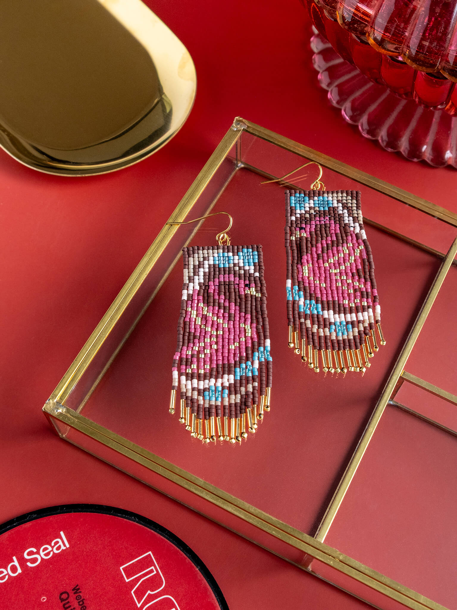 Swan Fringe Earrings (Brown)