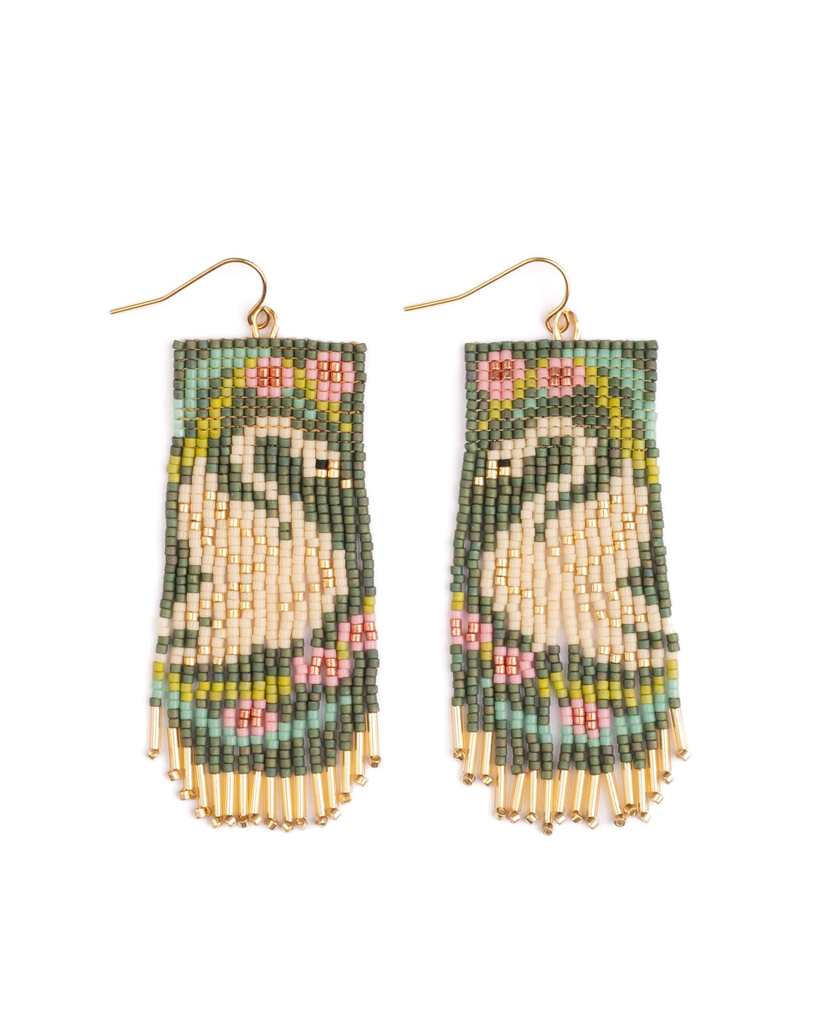 Swan Fringe Earrings (Green)